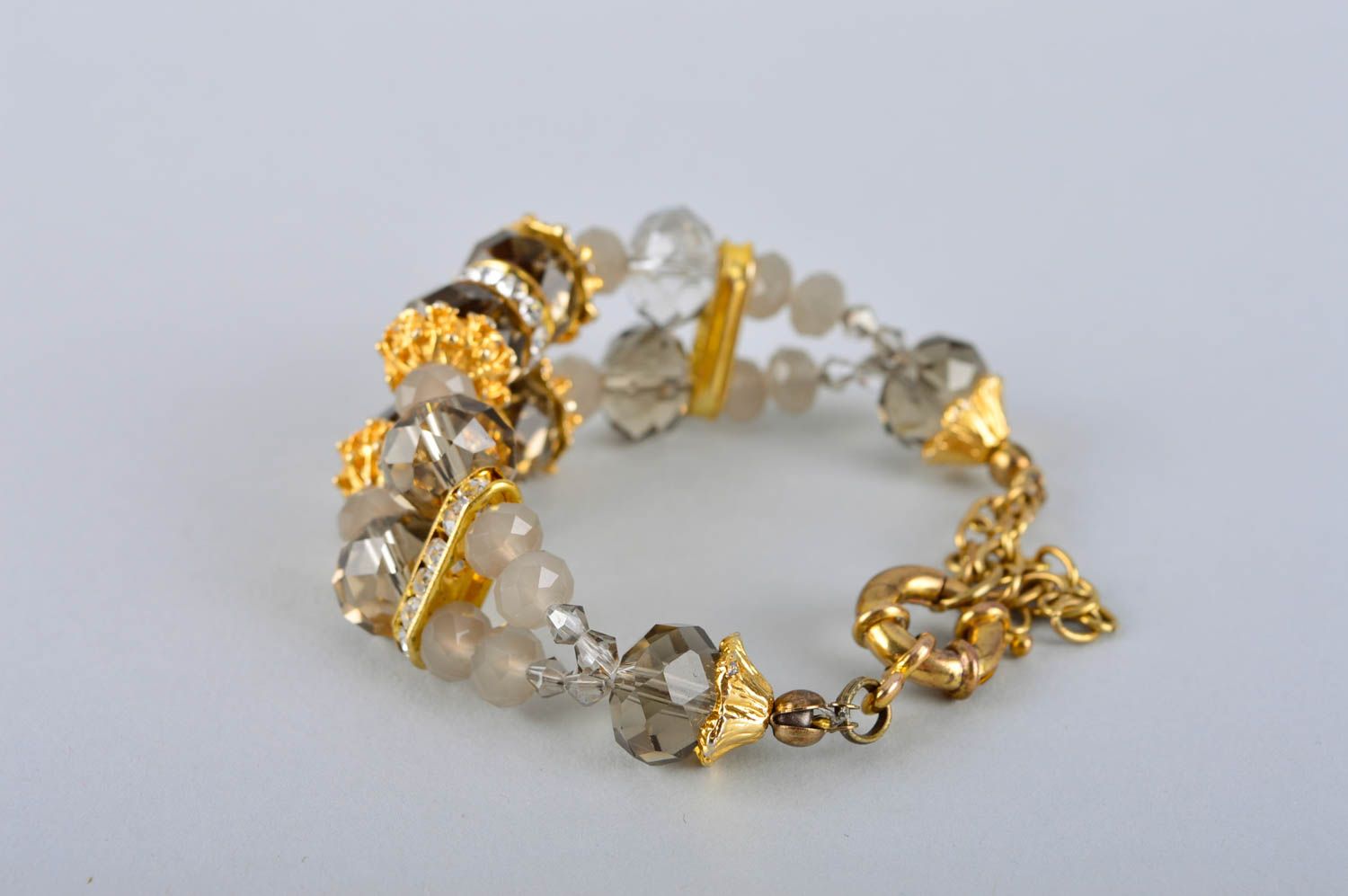 Handmade unique crystal beaded bracelet natural stones designer accessory photo 5