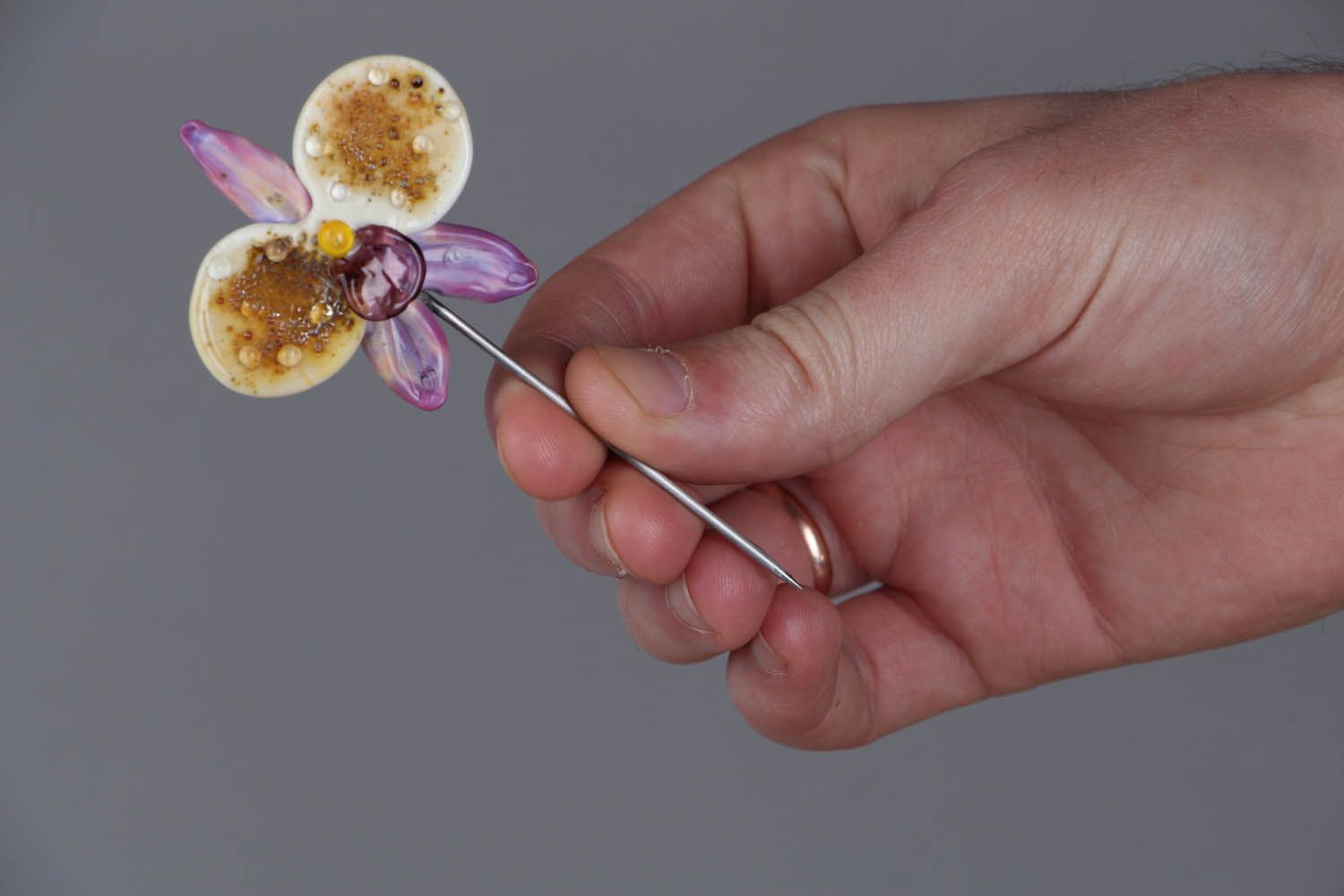 Brooch in the shape of an orchid flower photo 5