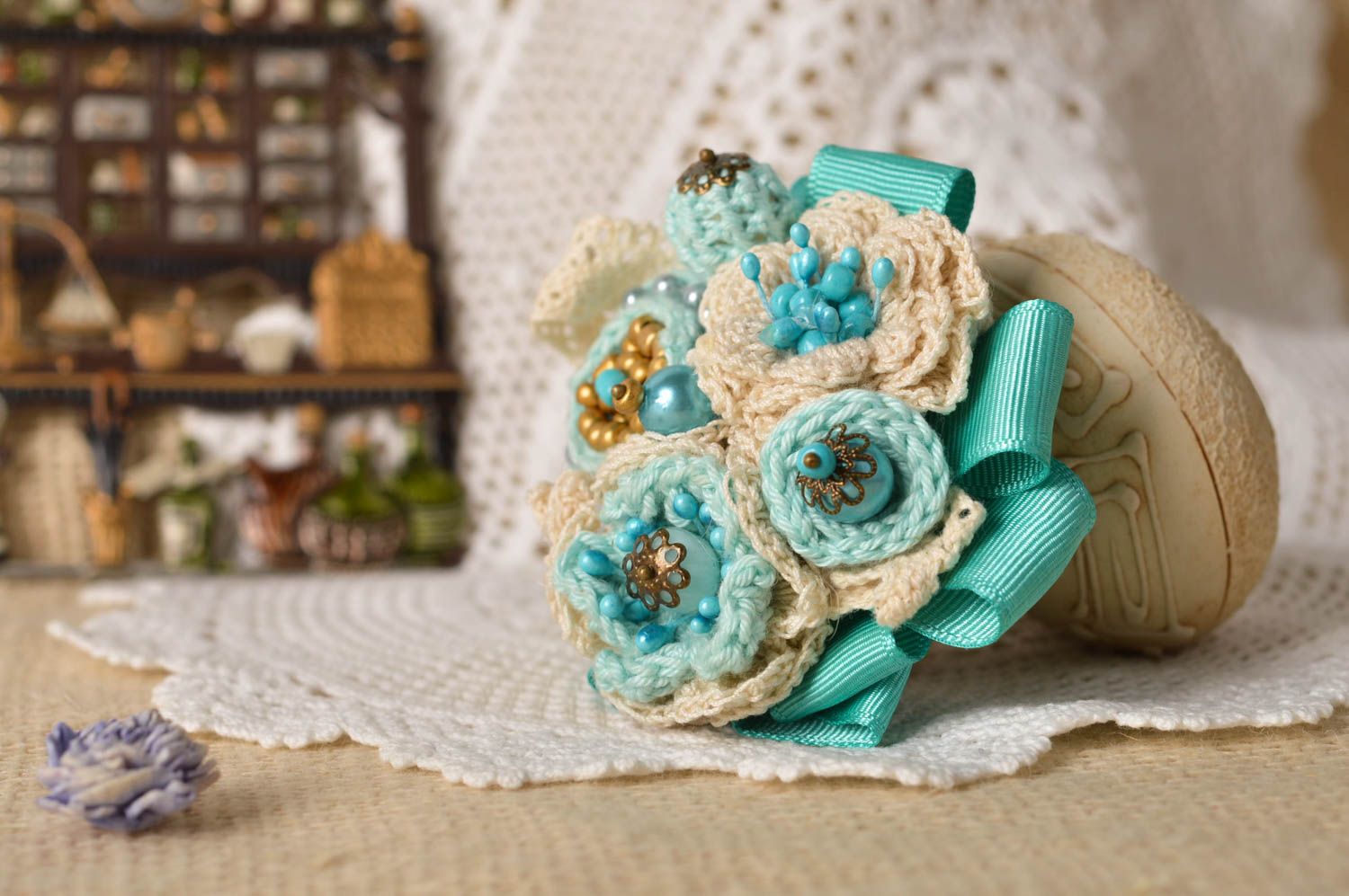 Beautiful handmade textile brooch flower brooch jewelry hair clip gifts for her photo 1