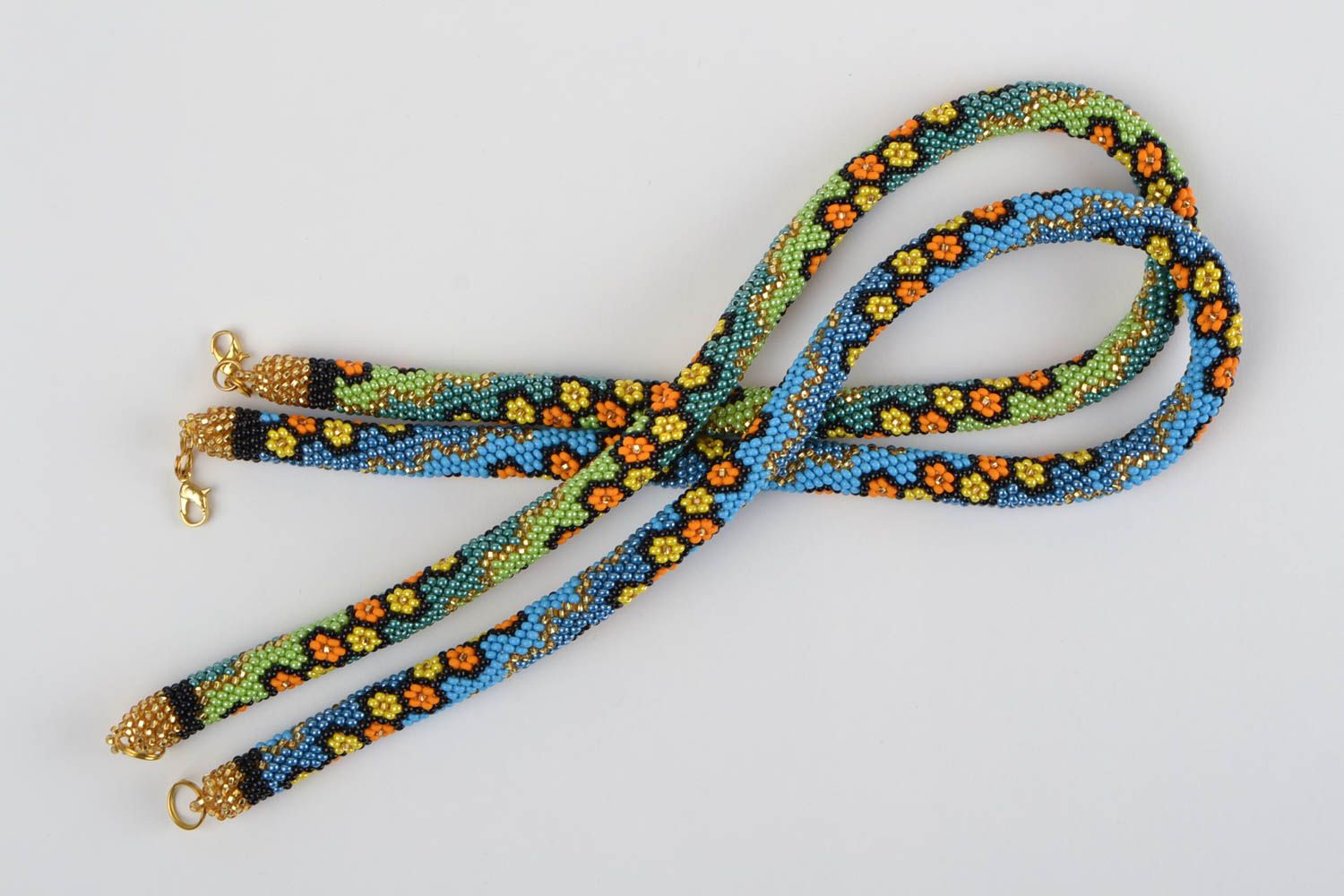 Handmade Ethno Kette Schmuck aus Rocailles Damen Collier lange Halskette hübsch foto 2