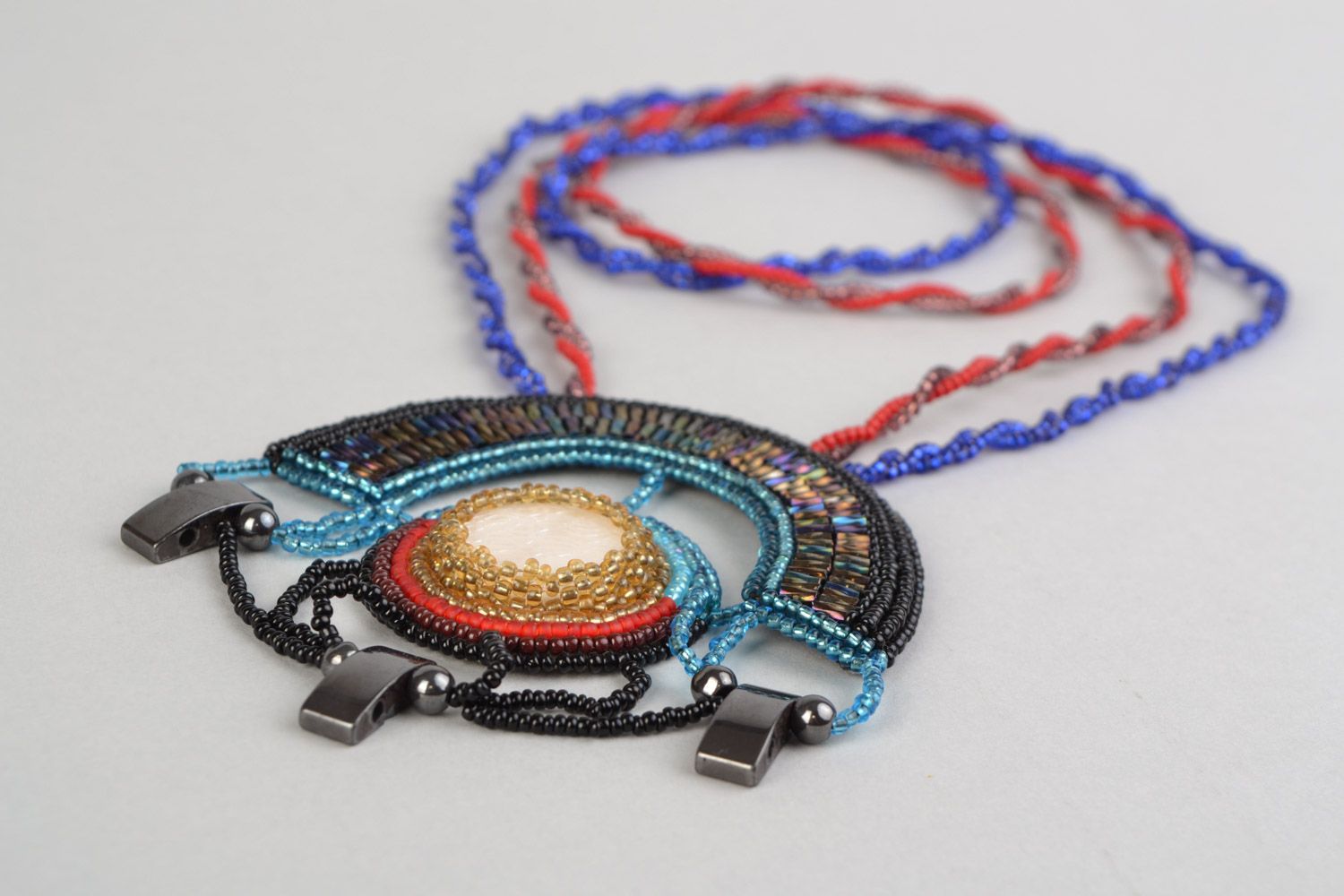 Traumhaftes handgemachtes buntes Collier aus echten Steinen und Glasperlen handmade Ägypten foto 4