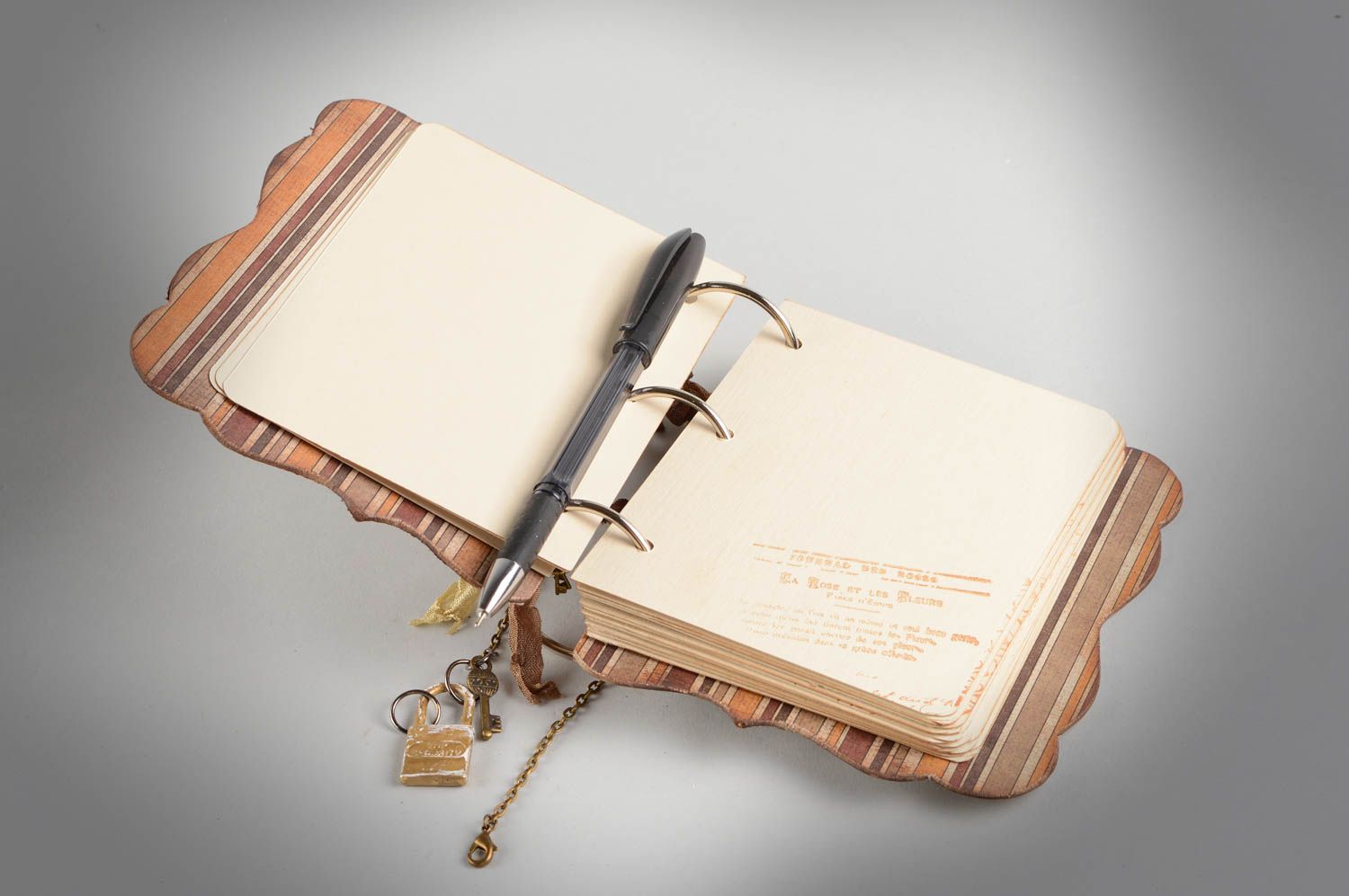 Handmade vintage designer art book scrapbooking notebook in beige color palette photo 1