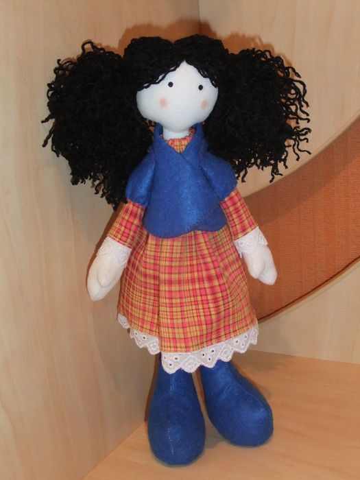 Beautiful homemade designer fabric soft doll for children and interior decor Viktoria photo 5