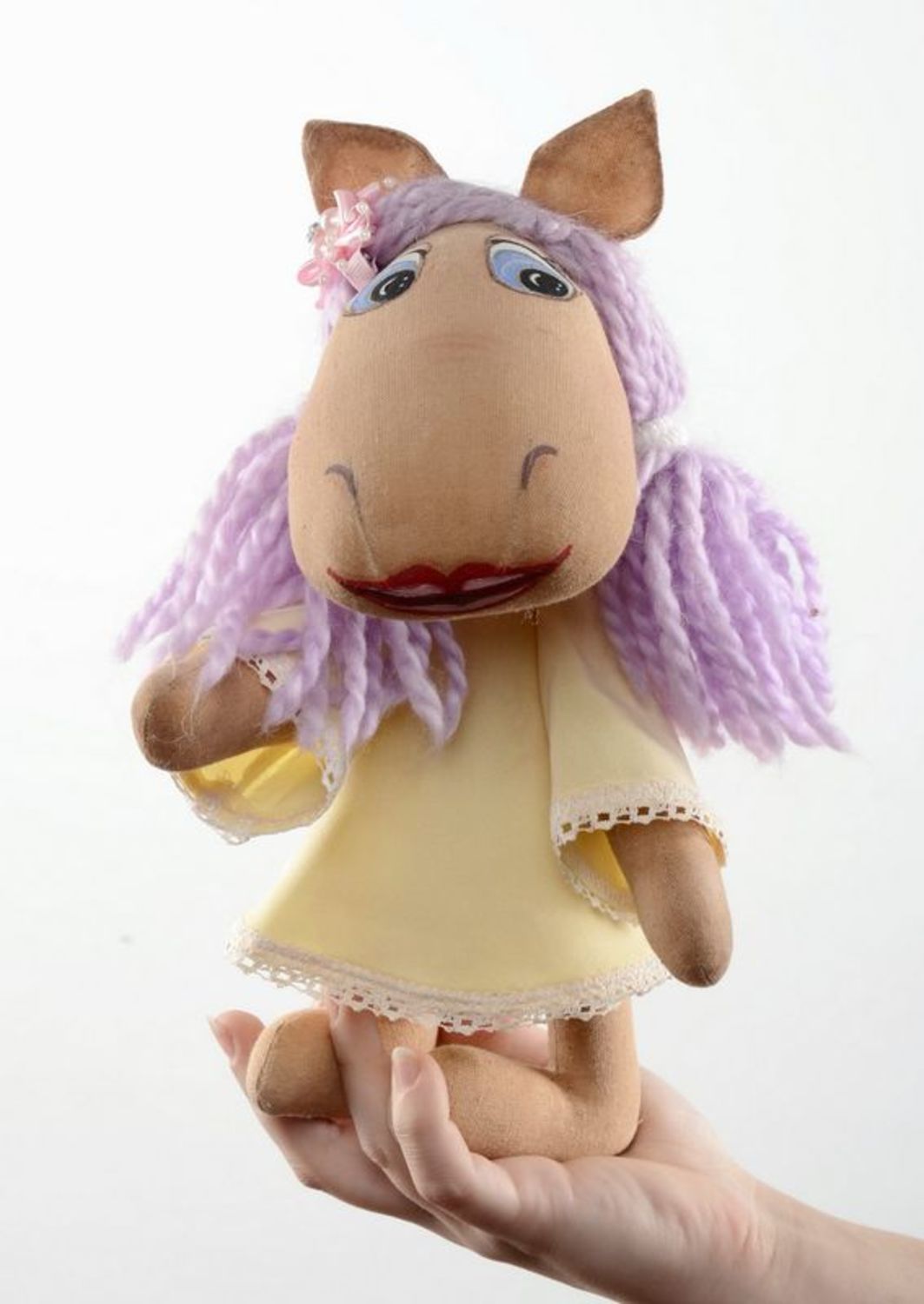 Soft toy Tilda doll Horse with violet crest photo 2