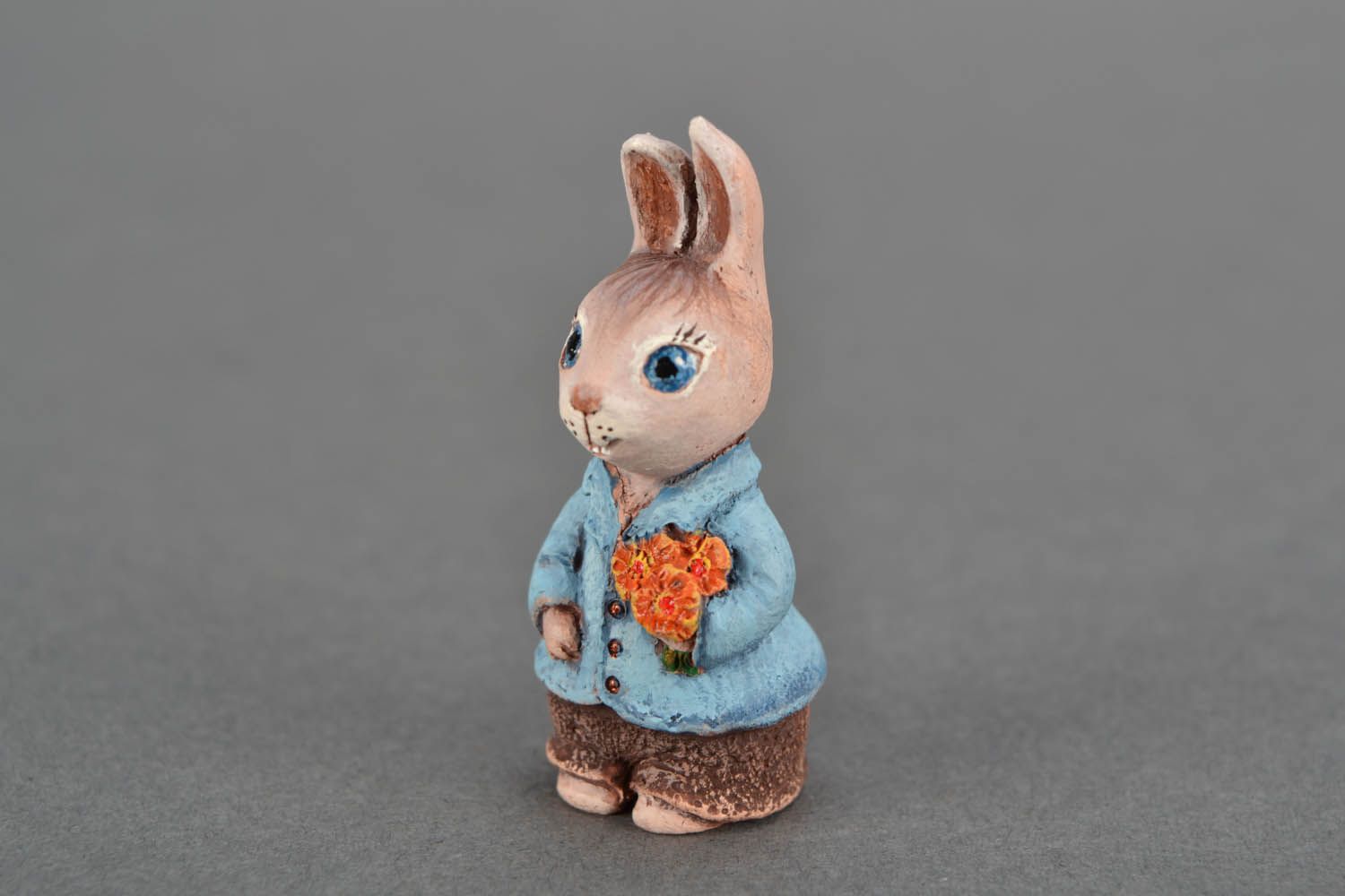 Figurine miniature en argile Lapin faite main photo 3