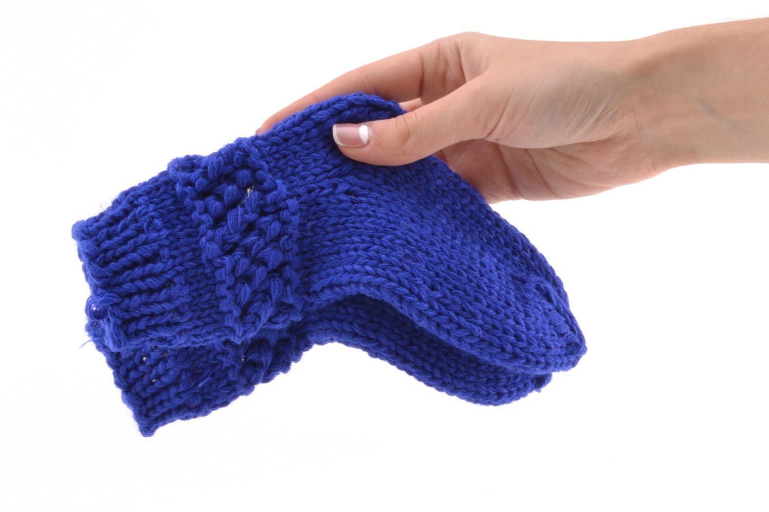 Handmade knitted socks Blue photo 2