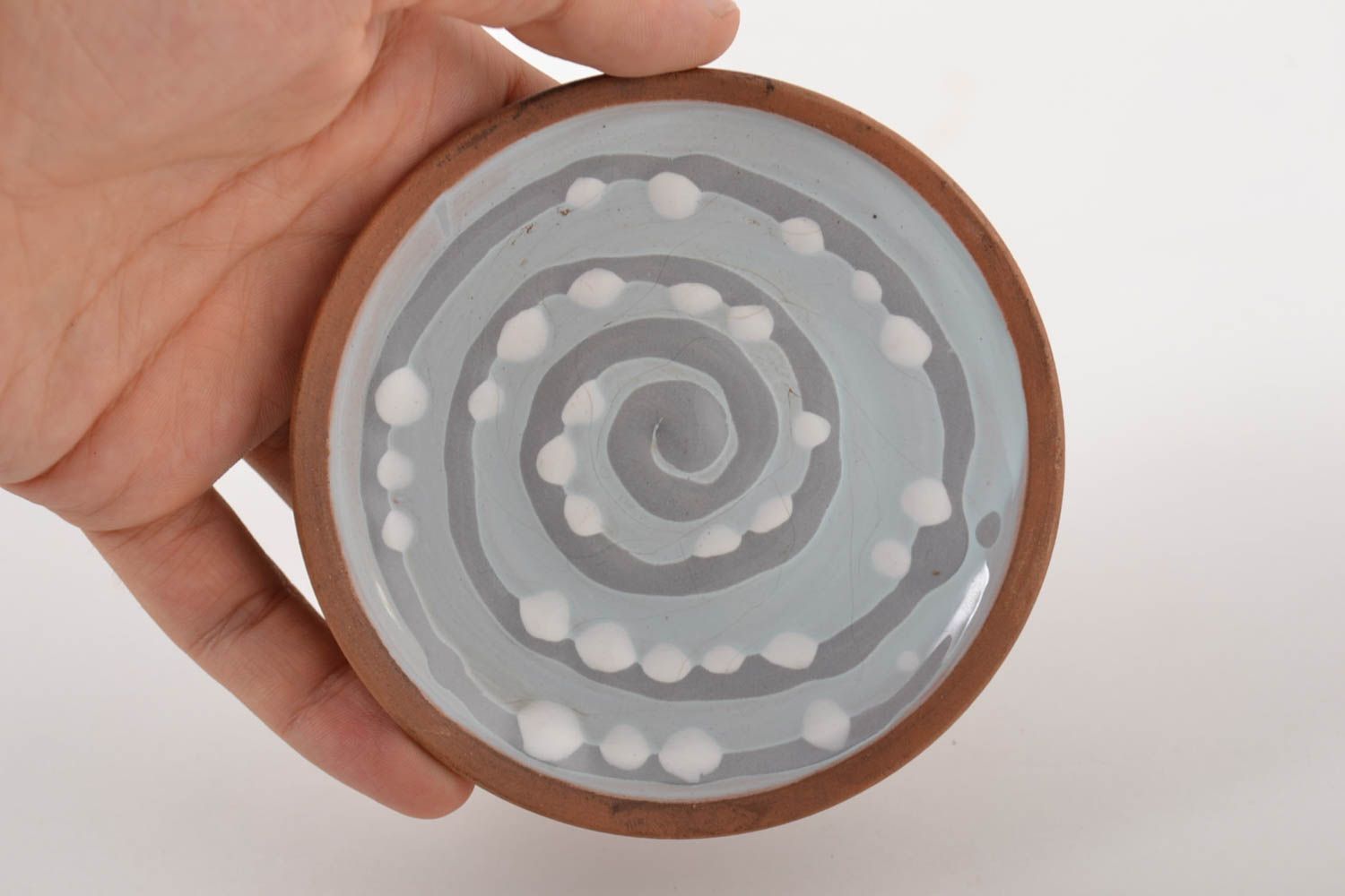 Handmade ceramic dish clay saucer handmade tableware accessory for home  photo 5