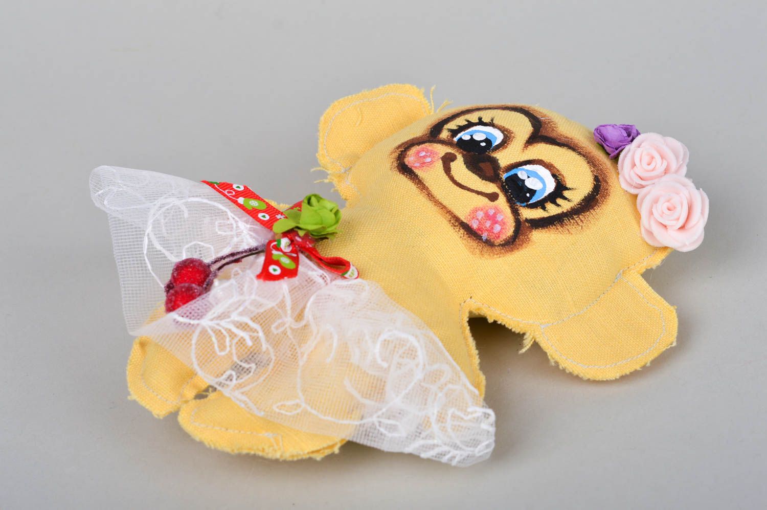 Mono de peluche hermoso hecho a mano juguete de tela decoración de interior foto 2