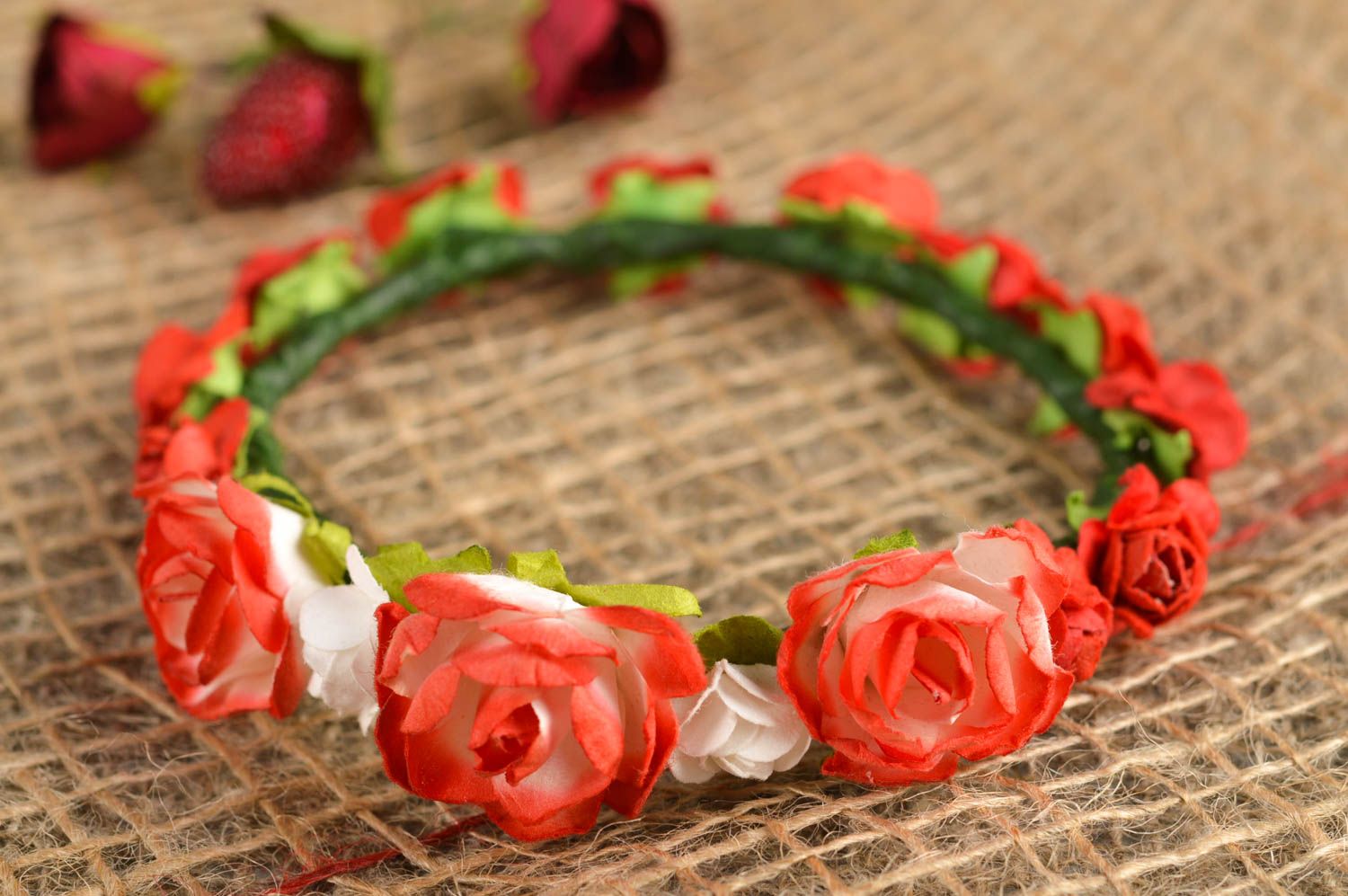 Bracelet fleurs fait main Bracelet textile design Accessoire femme Roses photo 1