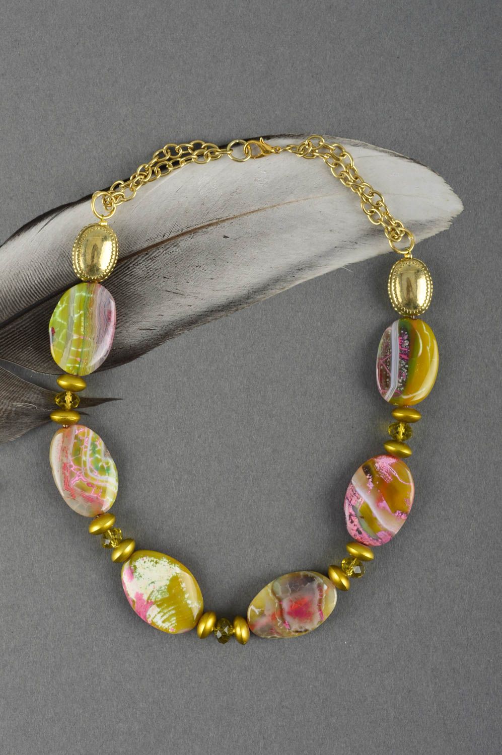 Buntes handgemachtes Frauen Accessoire Halskette für Frauen Damen Collier foto 1