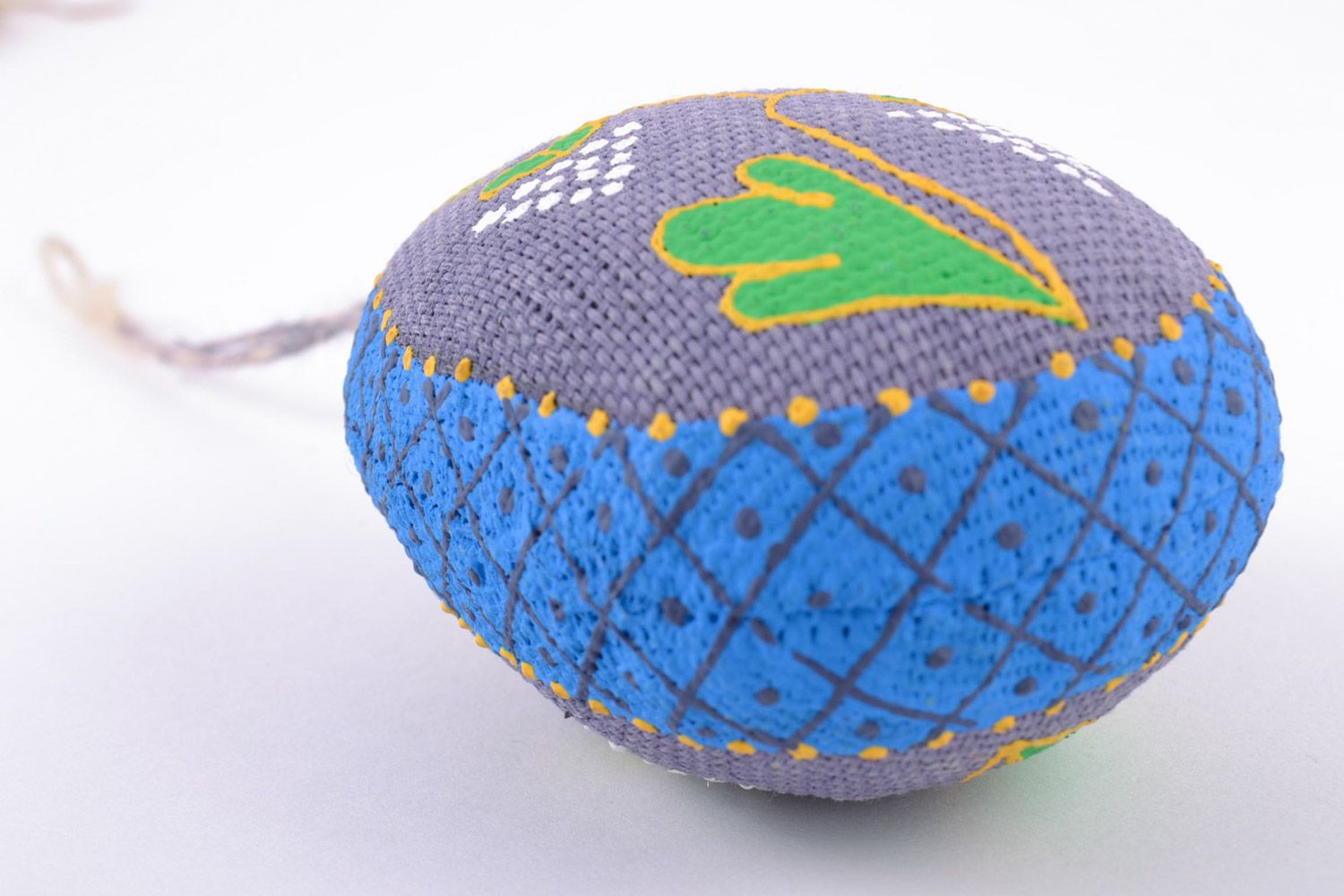 Пасхальное яйцо из ткани с петелькой синее ароматизированное ручной работы фото 2
