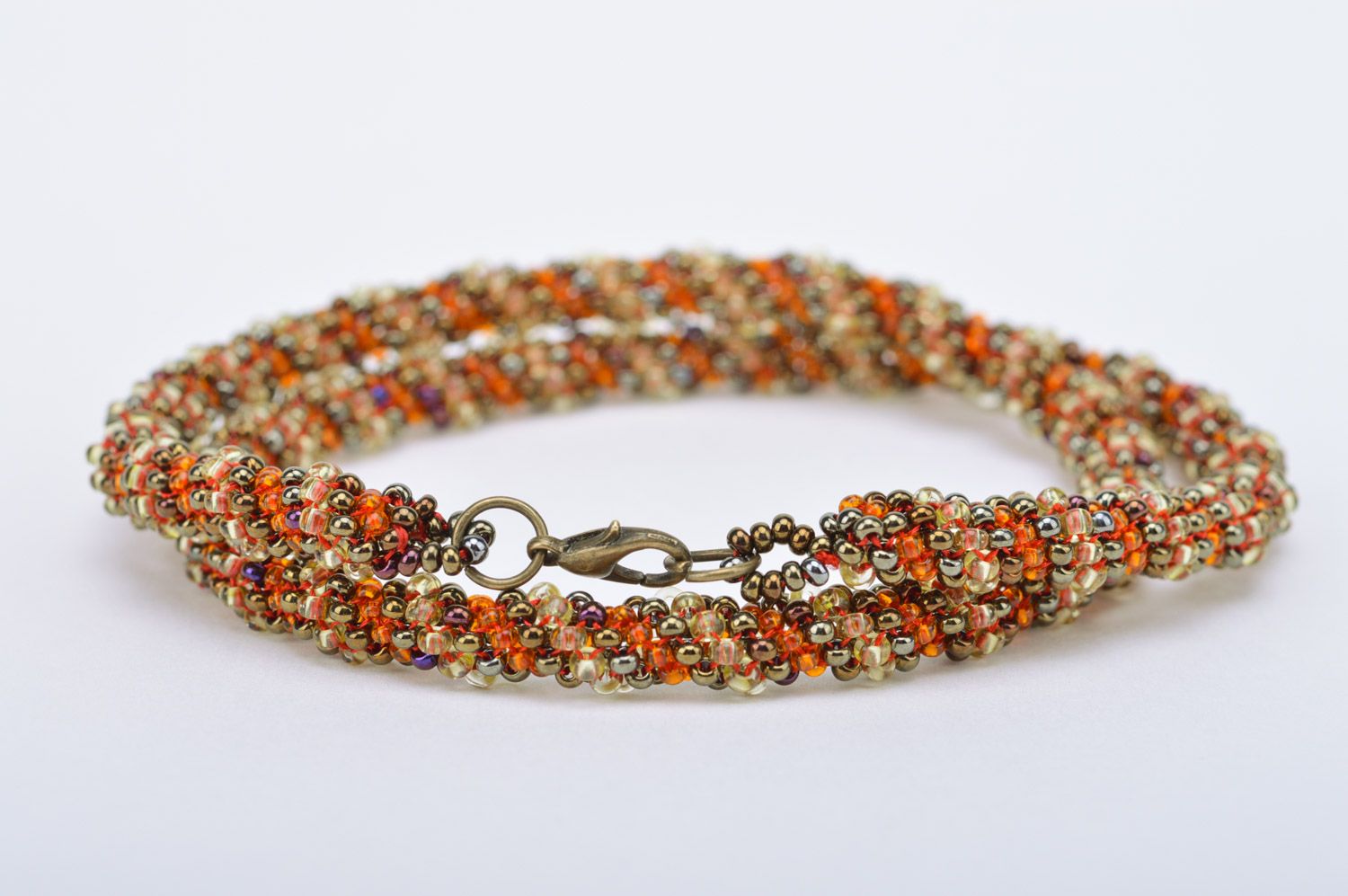 Stilvolles schönes Designer Collier aus Glasperlen in Herbst Farben für Frauen foto 4