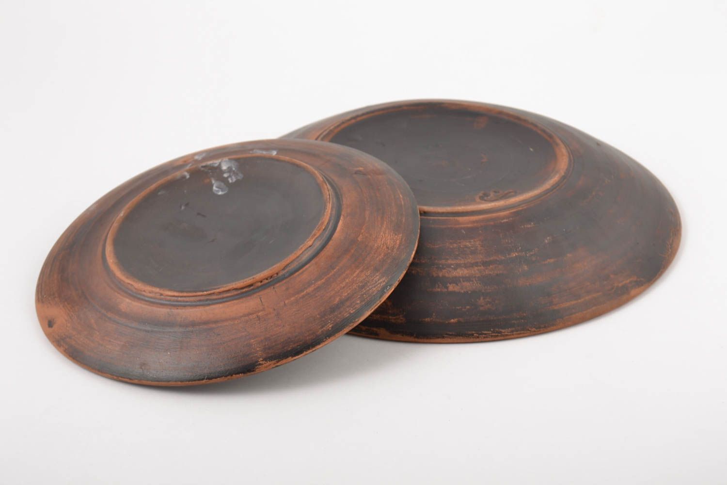 Keramik Geschirr handmade Teller Set Küchen Zubehör Teller aus Ton 2 Stück foto 2