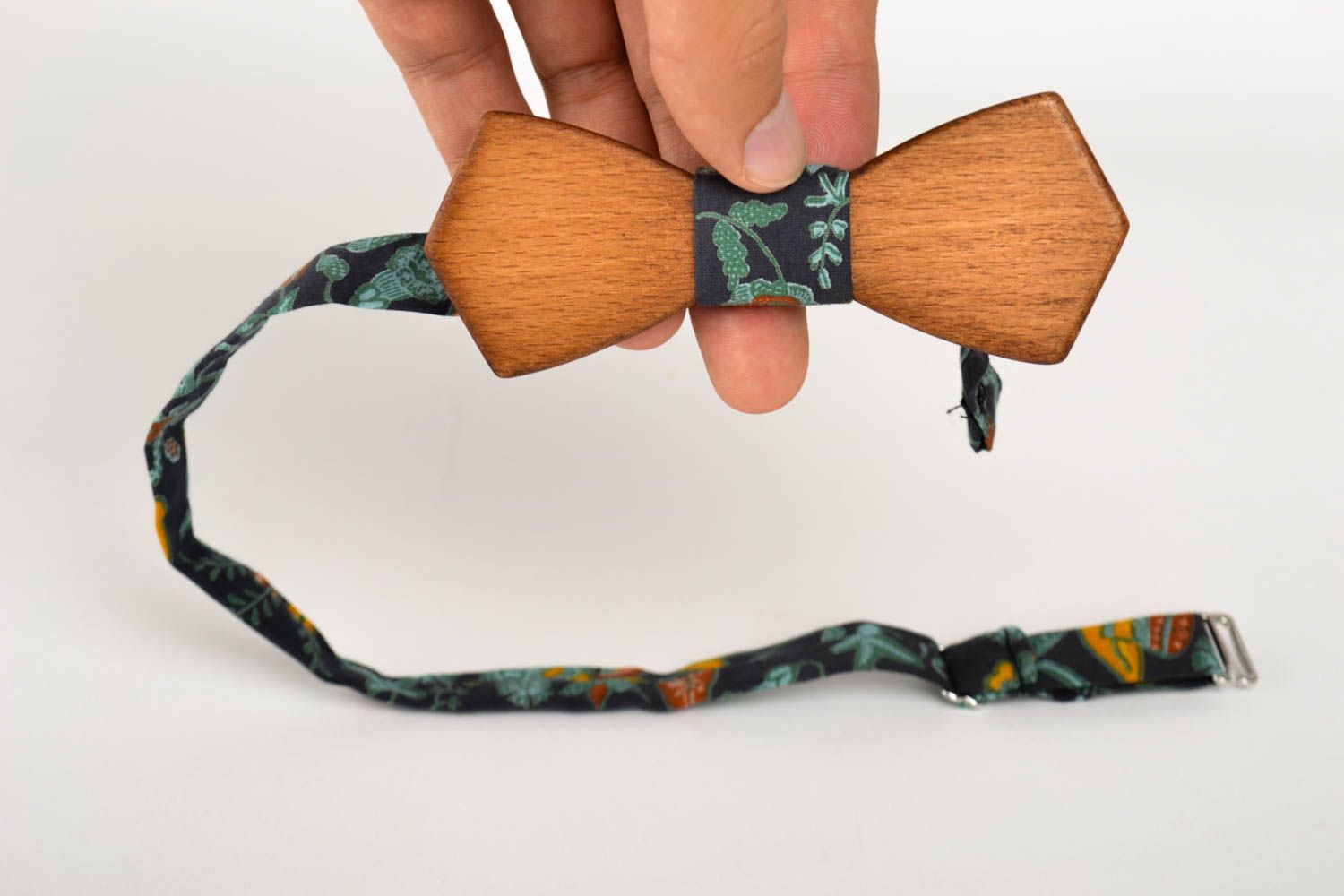 Corbata de lazo de madera de haya artesanal pajarita moderna accesorio unisex foto 5