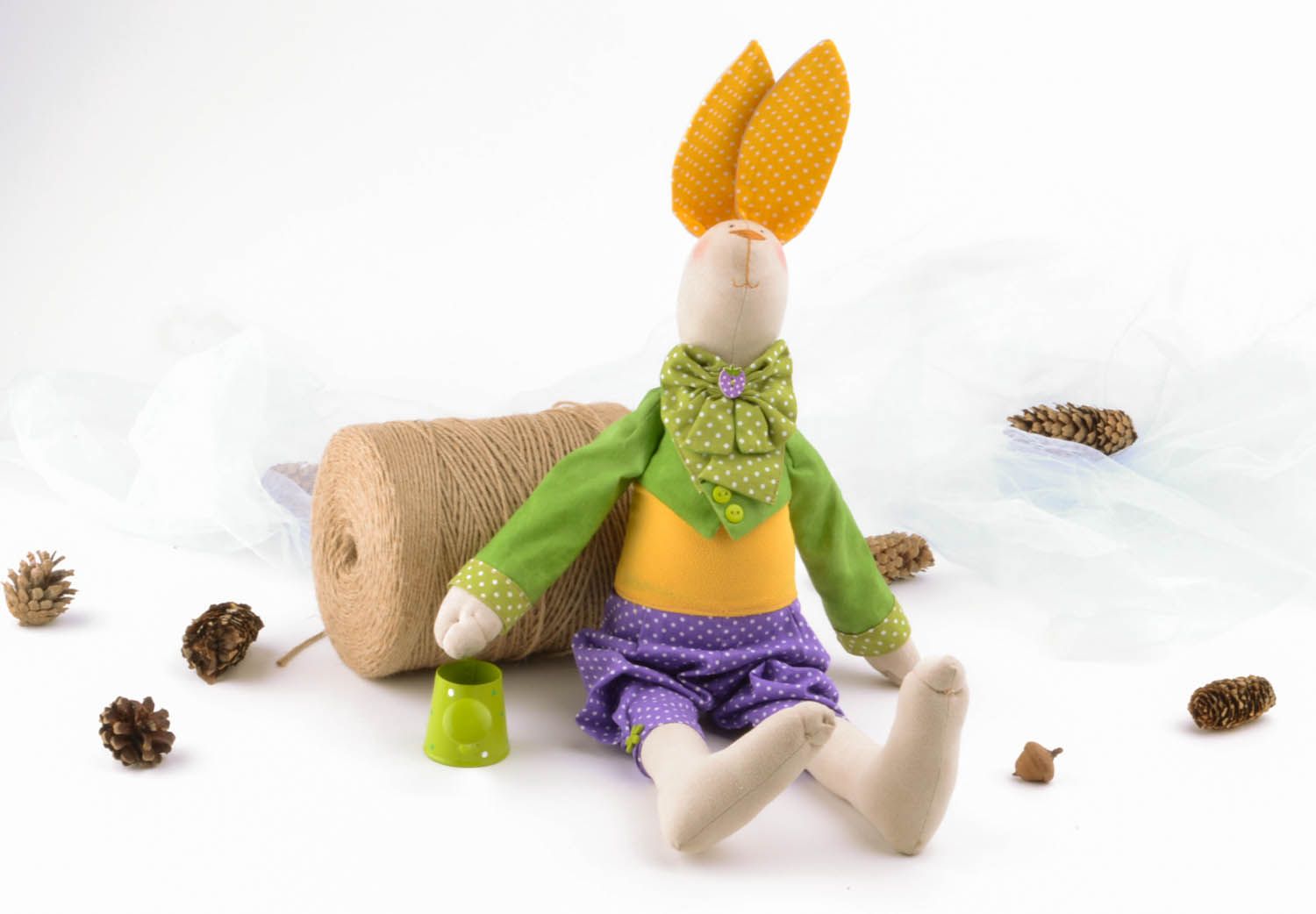 Handmade interior toy Rabbit Gardener photo 1