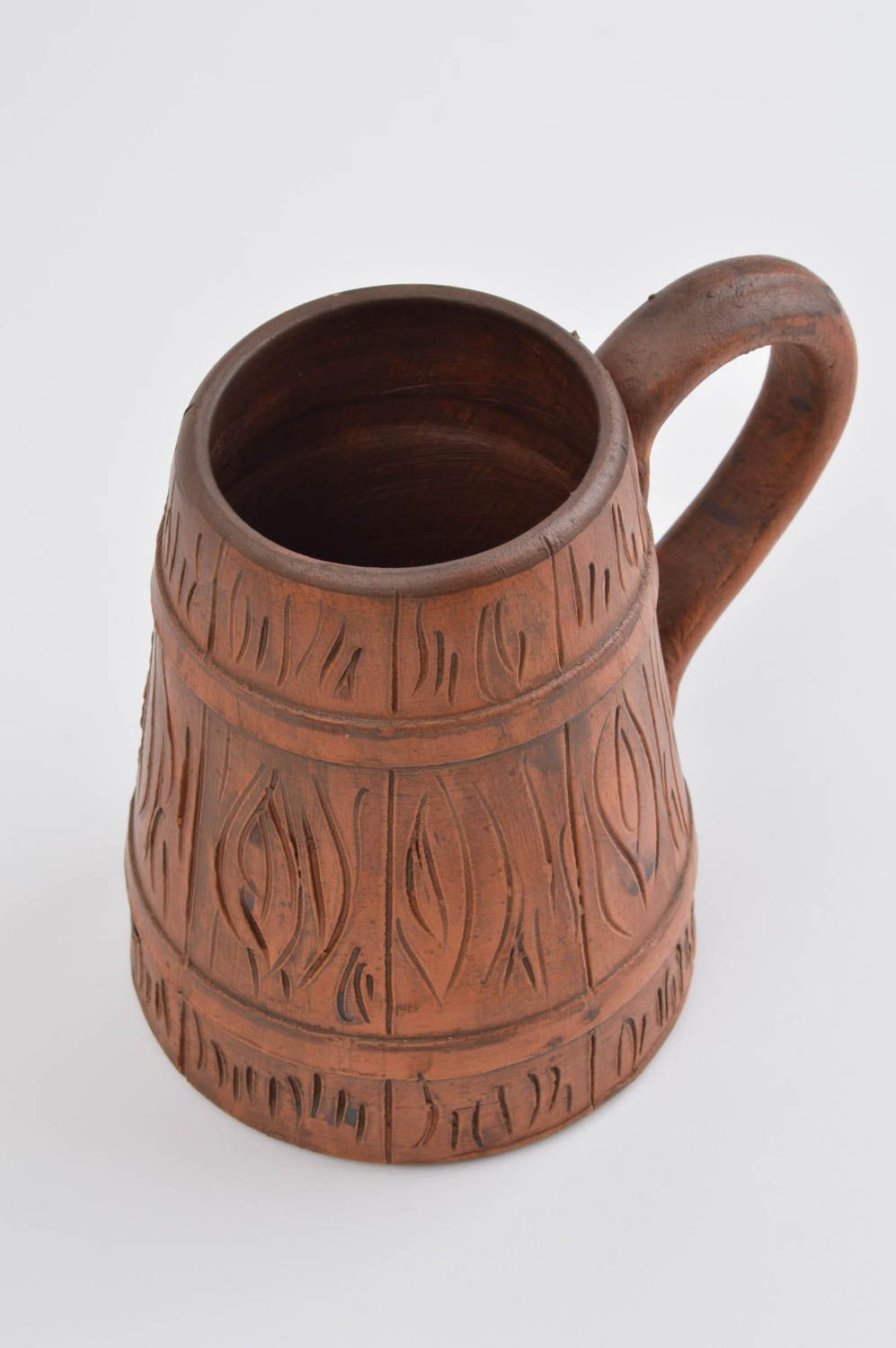 Handmade Keramik Tasse in Braun Keramik Becher Geschirr aus Ton 450 ml schön foto 3