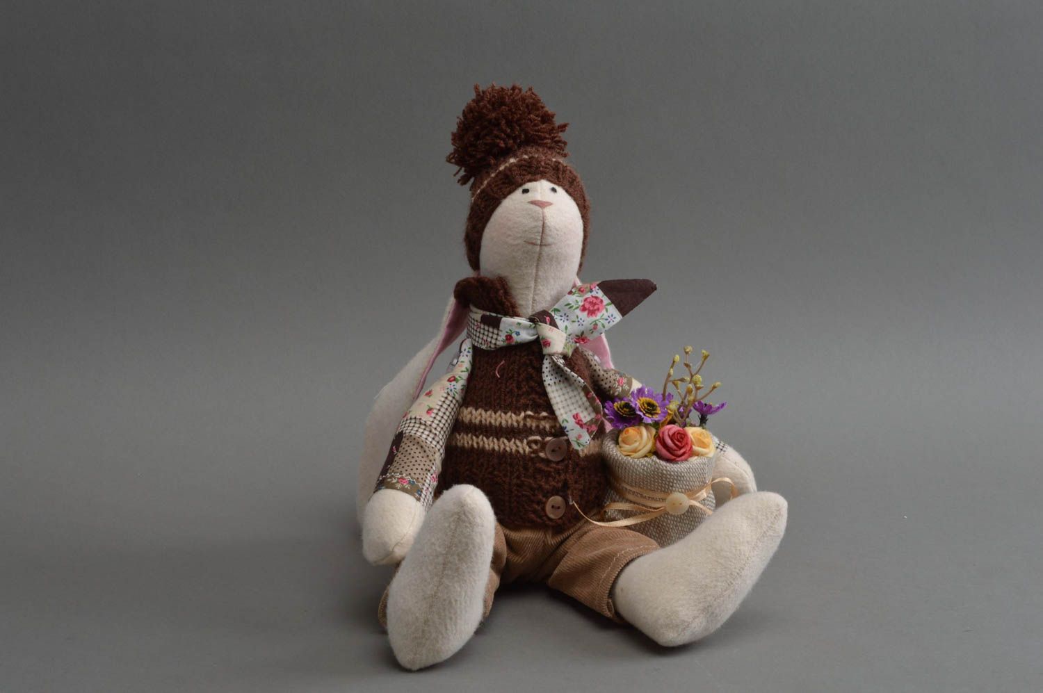 Peluche lapin fait main Jouet pour enfant en tissus design Cadeau original photo 4