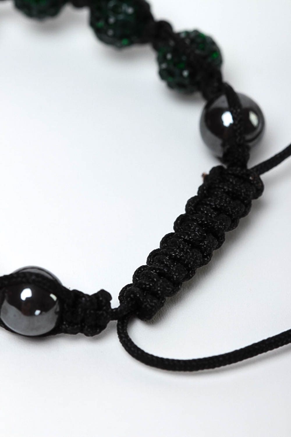 Handmade black bracelet woven bracelet beaded bracelet woven fashion jewelry photo 4