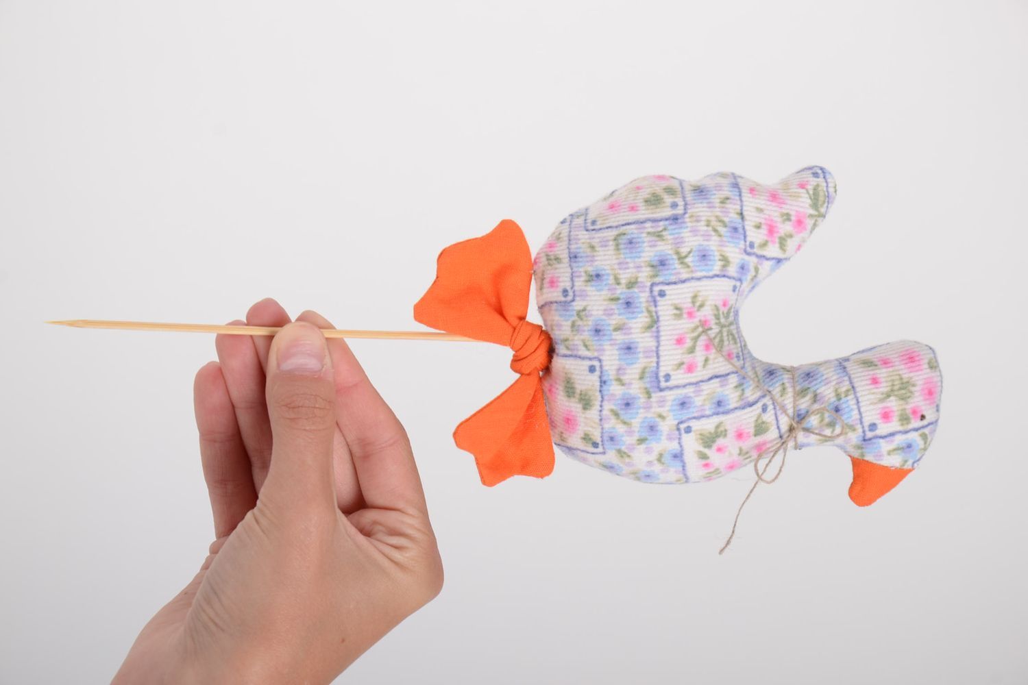 Pájaro decorativo hecho a mano juguete de tela para la decoración de maceta  foto 2