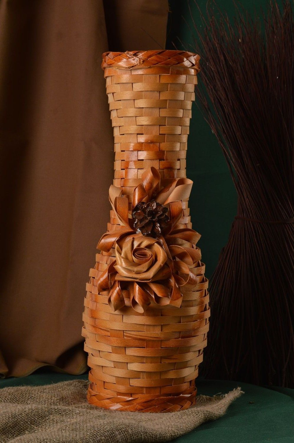 Декоративная ваза хэнд мэйд плетеная ваза из шпона необычная ваза большая фото 1