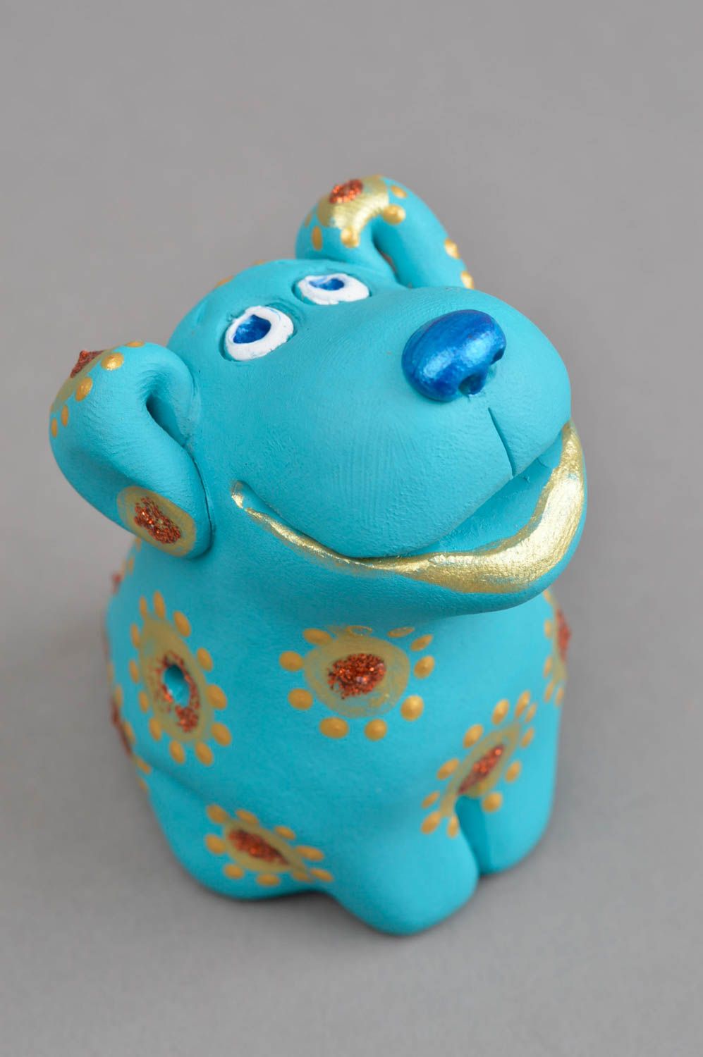 Sifflet jouet fait main Instrument de musique Figurine chien bleu ciel photo 4
