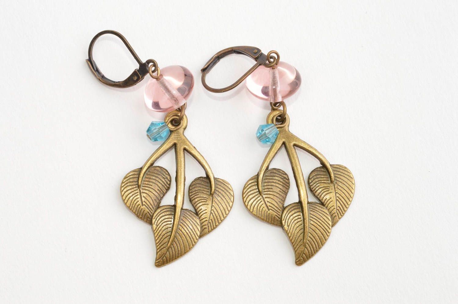Handmade crystal earrings metal earrings with beads long earrings for girls photo 2