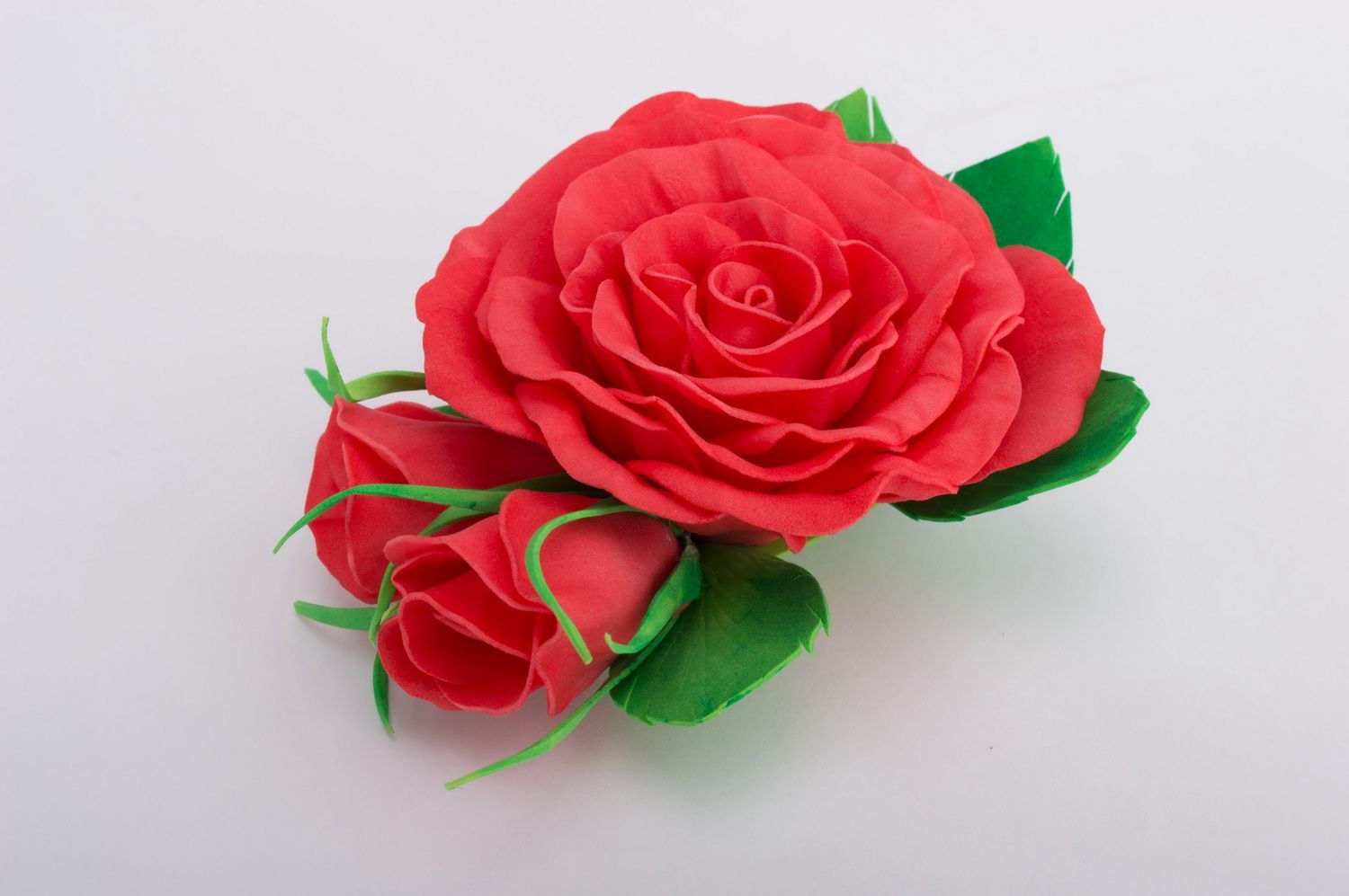 Blume Haarspange handgemachter Schmuck modisches Accessoire für Haare rote Rose  foto 3