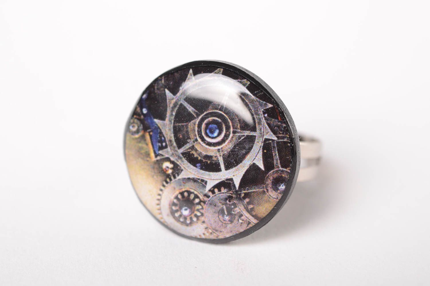 Кольцо ручной работы кольцо для девушек украшение из полимерной глины стимпанк фото 2