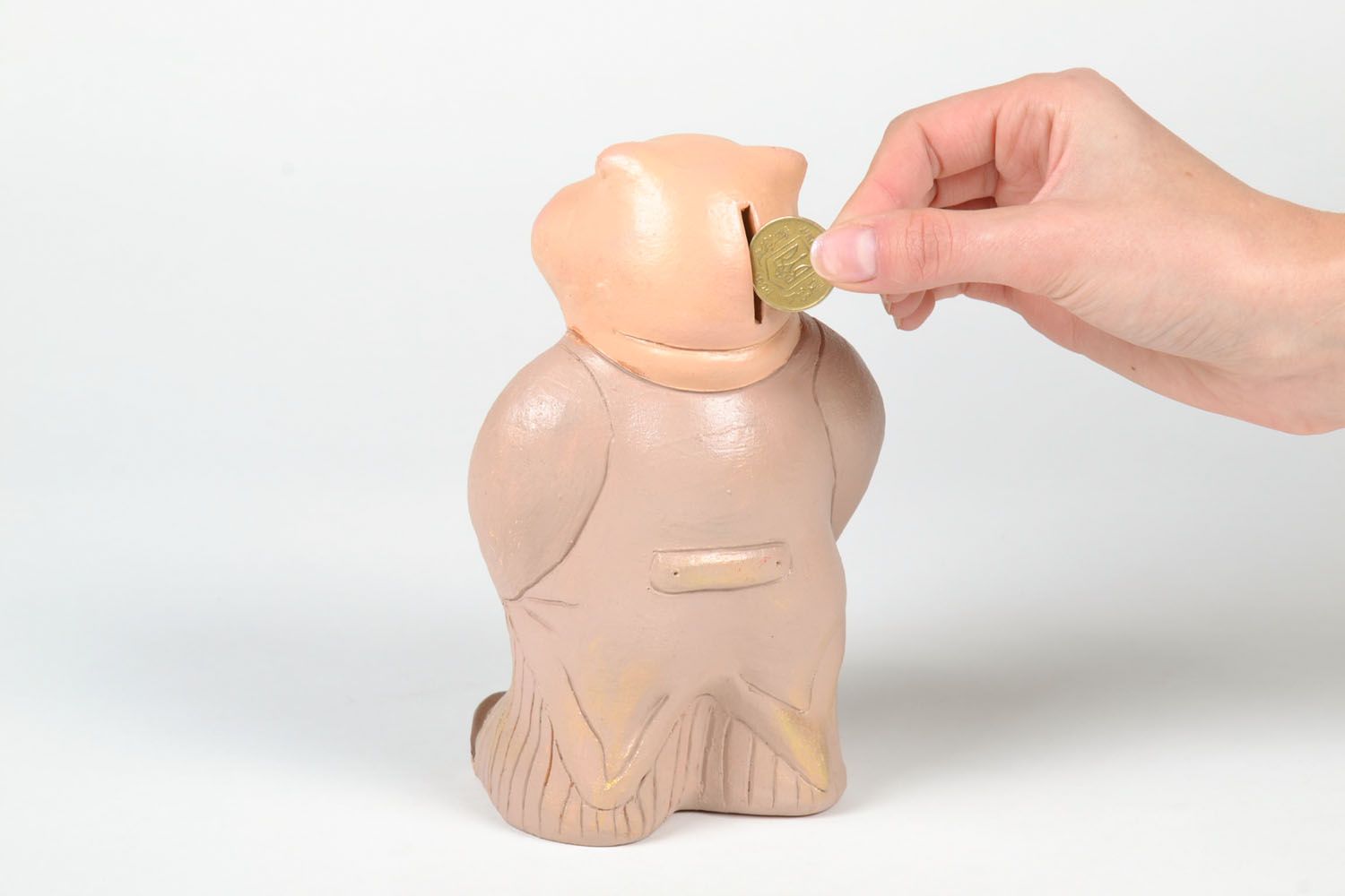 Clay money box in the shape of pig photo 5