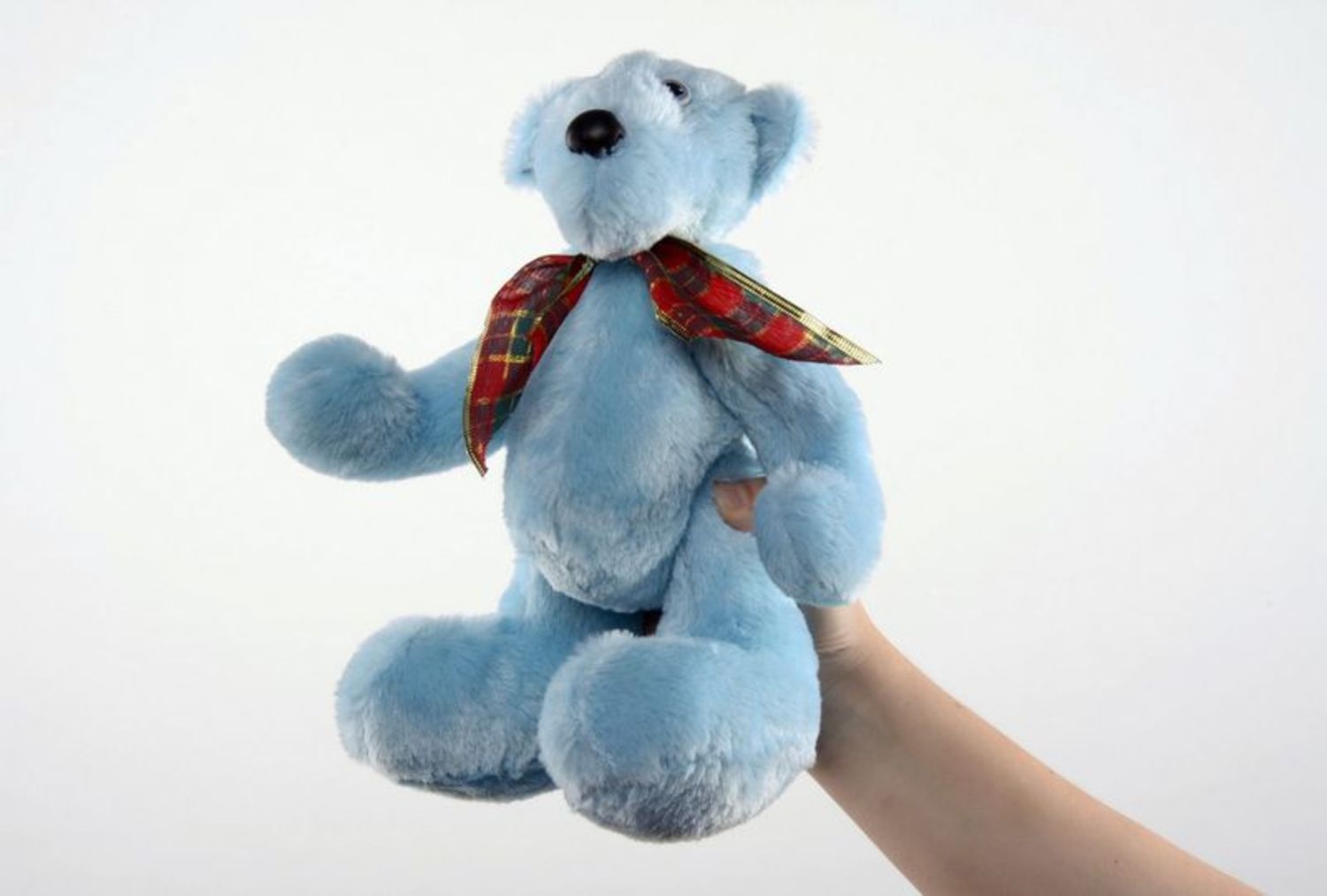 Soft toy of blue color Bear photo 3