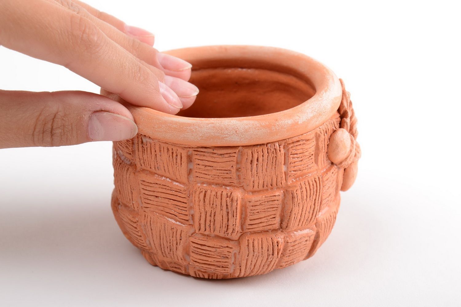 Beautiful handmade ceramic salt bowl unusual clay spice pot pottery works photo 5
