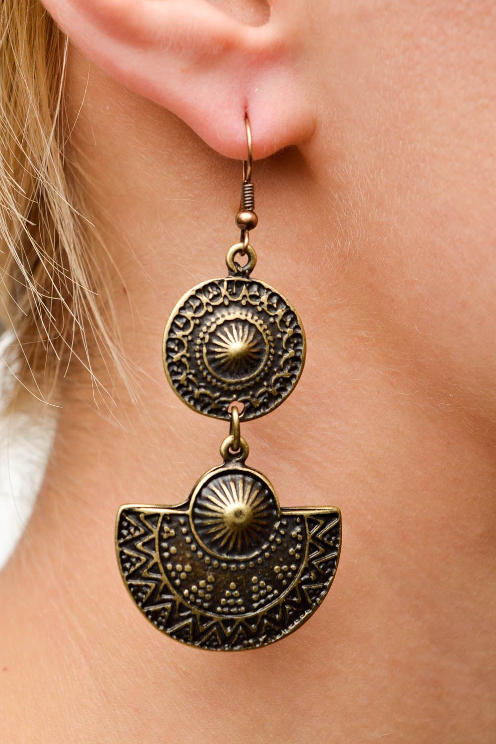 Long metal earrings pendants woman gift idea fashion designer accessories  photo 2