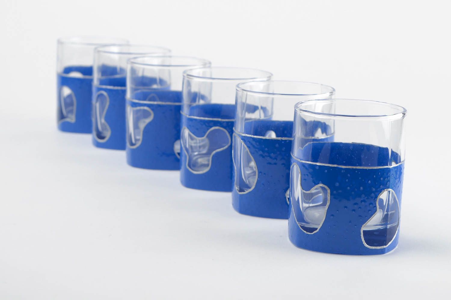 Gläser mit Muster handgemachte Gläser festlich verzierte Gläser 6 Stück foto 5