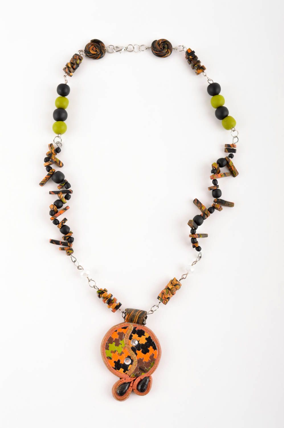 Handmade plastic necklace unusual colorful necklace designer cute jewelry photo 3