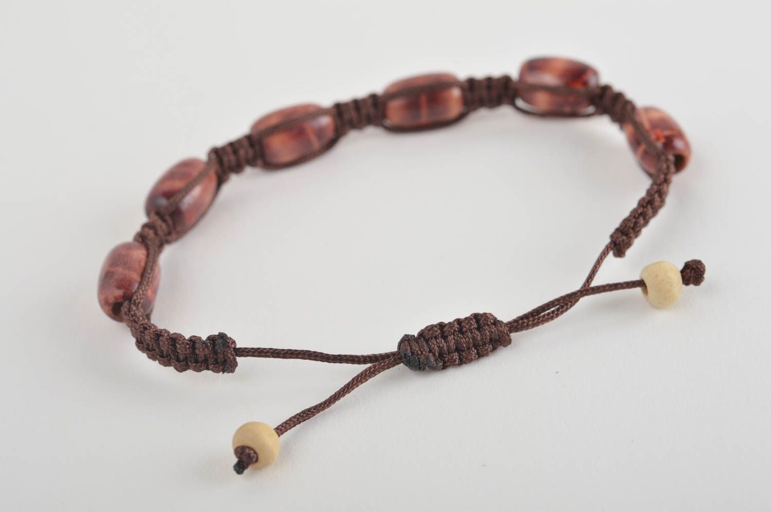 Handcrafted wrist bracelet woven bracelet wooden jewelry designer accessories photo 3