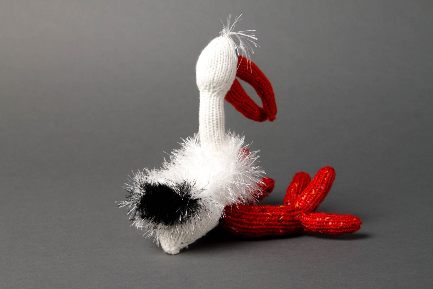 Peluche cigogne Jouet fait main tricoté en laine original Cadeau pour enfant photo 2