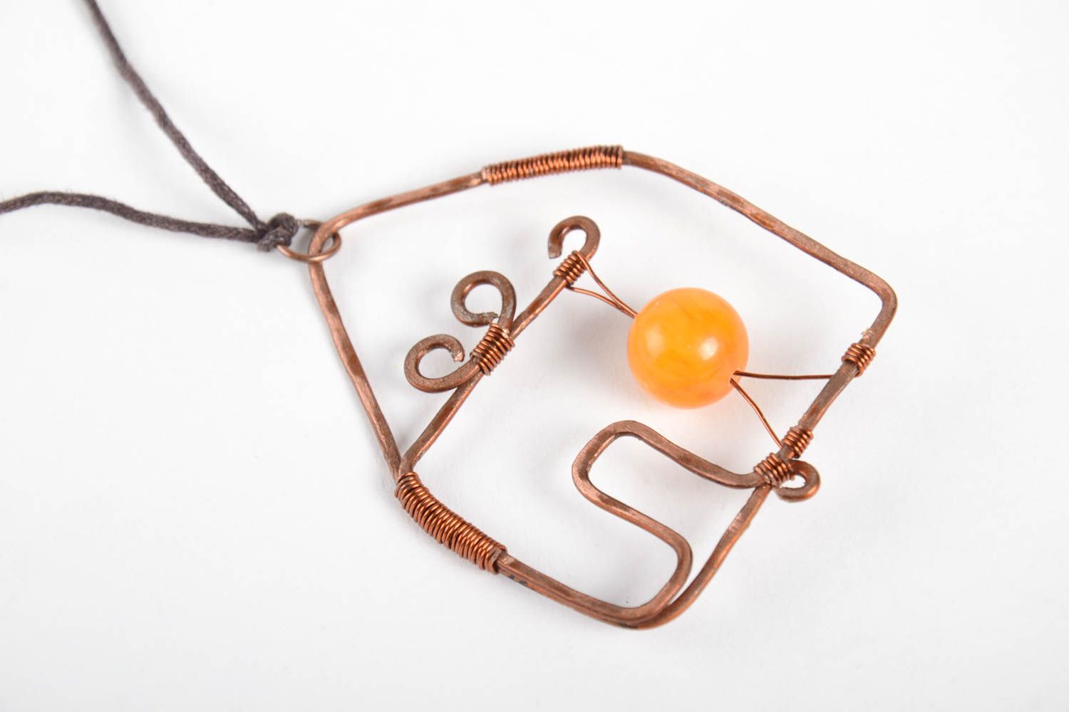 Unusual cute pendant handmade beautiful accessory metal designer jewelry photo 3