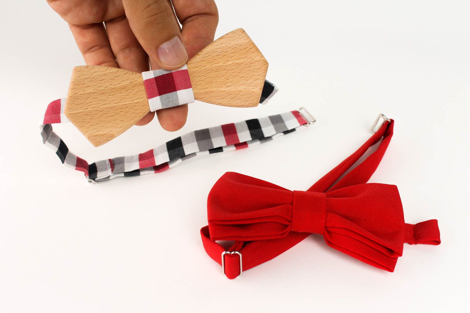 Handmade cute bow ties unusual accessories for couple 2 textile bow ties photo 5