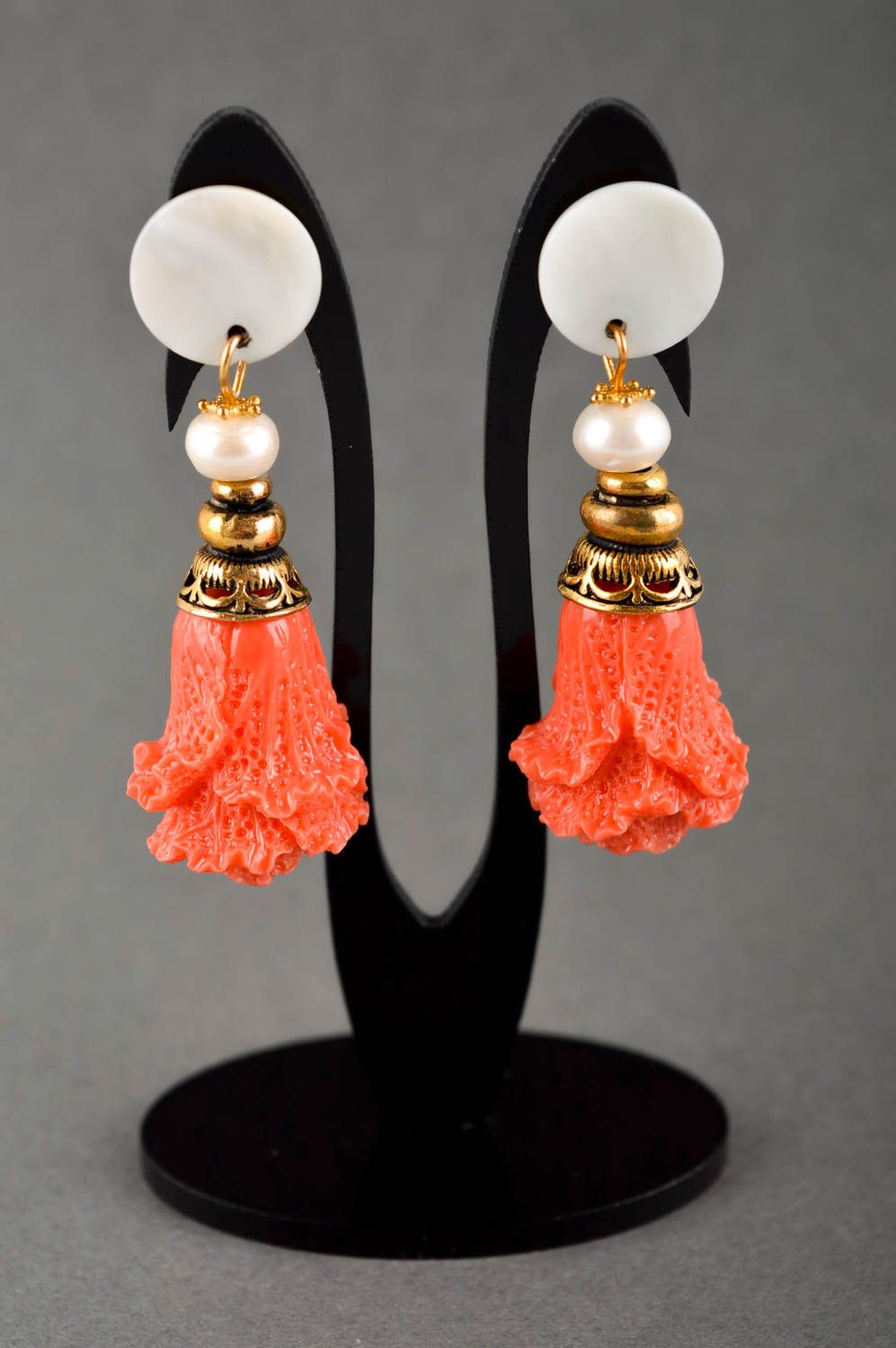 Longues boucles d'oreilles pendantes fait main Cadeau femme design perles photo 1