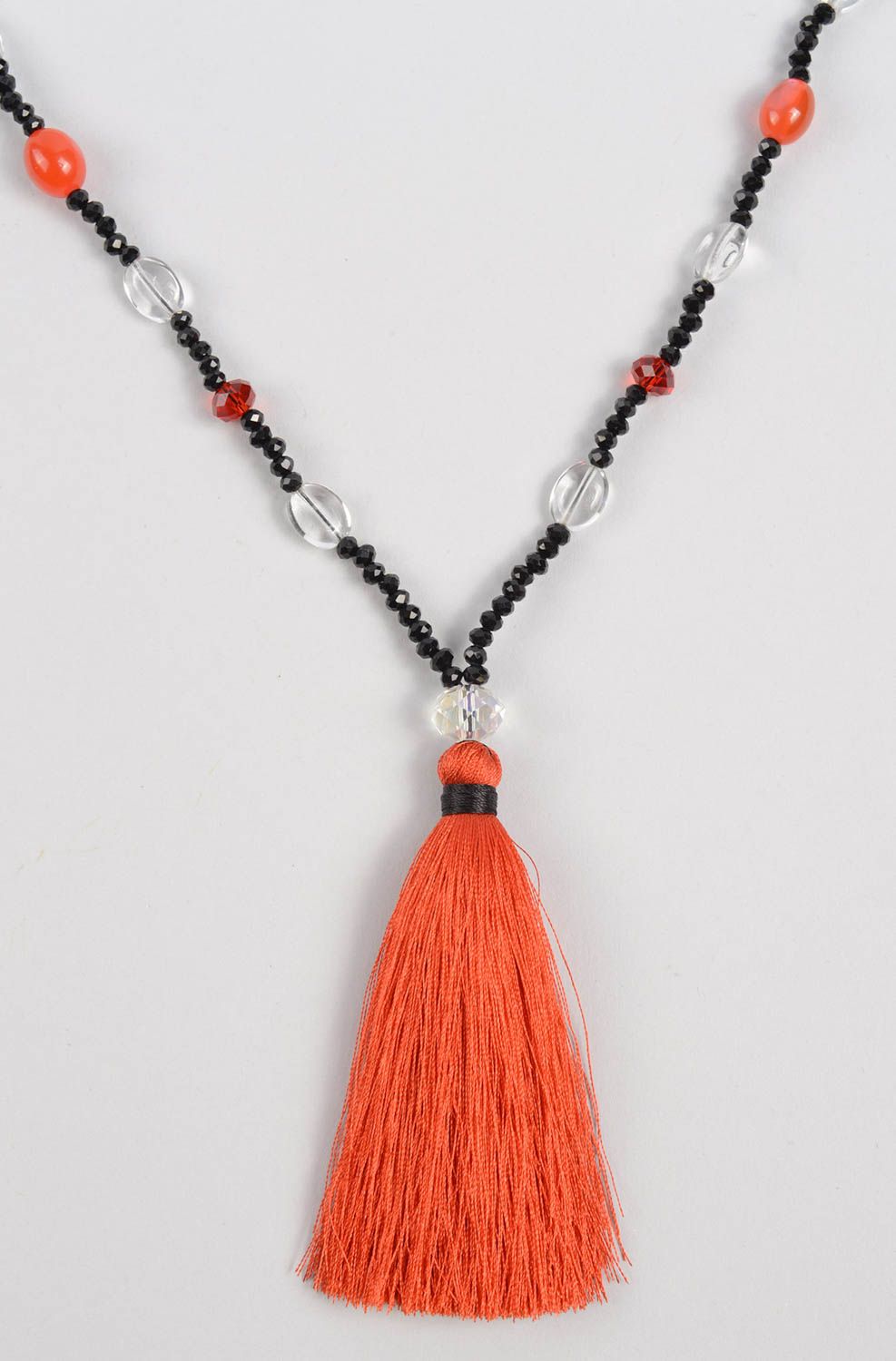 Handmade sautoir unusual beaded necklace beautiful elegant jewelry gift photo 4