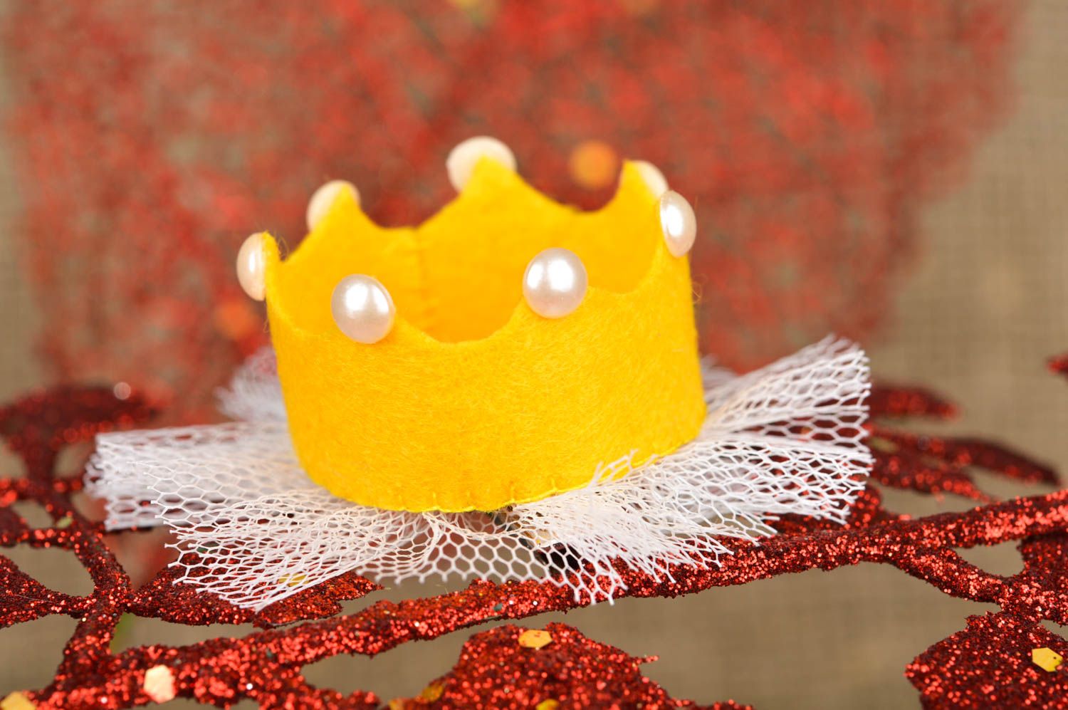Pinza de pelo artesanal accesorio para niña regalo original Corona vistosa foto 1