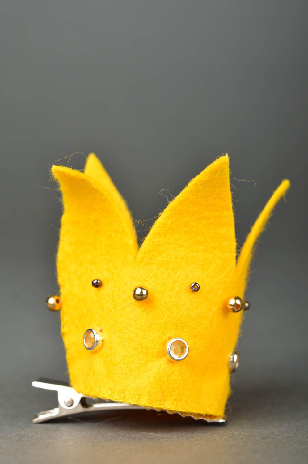Frisur Haarspange in Gelb handmade Mode Accessoire Krone Geschenk für Mädchen foto 2
