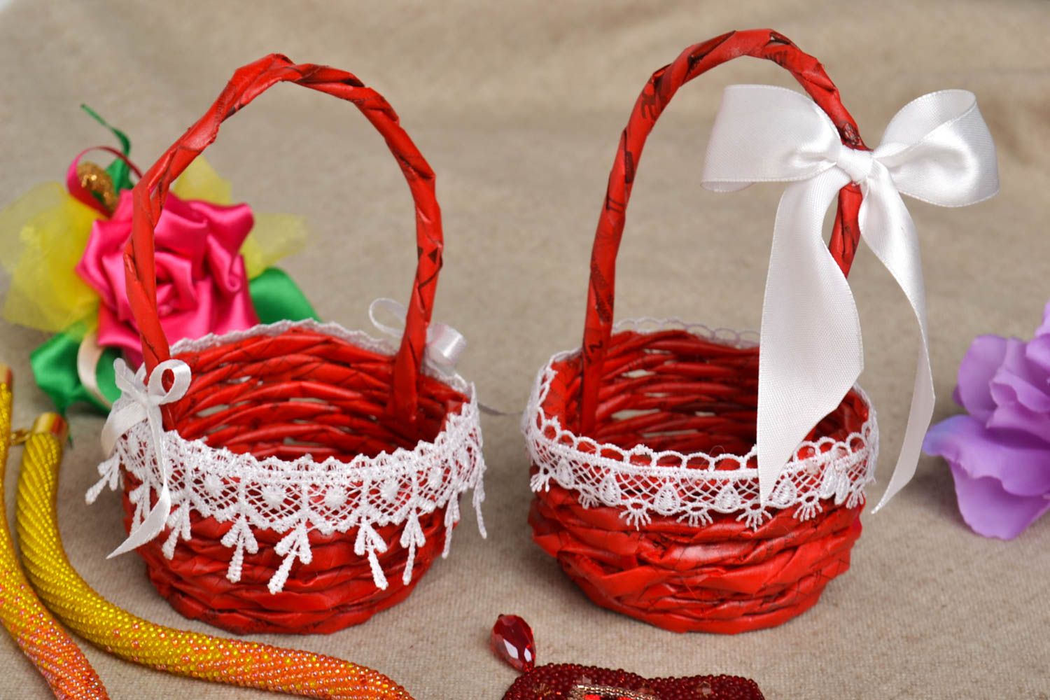 Wicker basket paper basket unusual paper basket basket for home designer basket photo 1