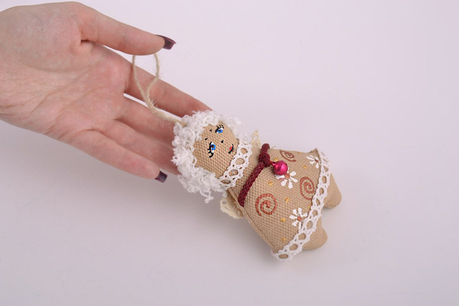 Weicher interessanter Textil Anhänger Spielzeug Engel mit Vanille Aroma Handarbeit foto 2