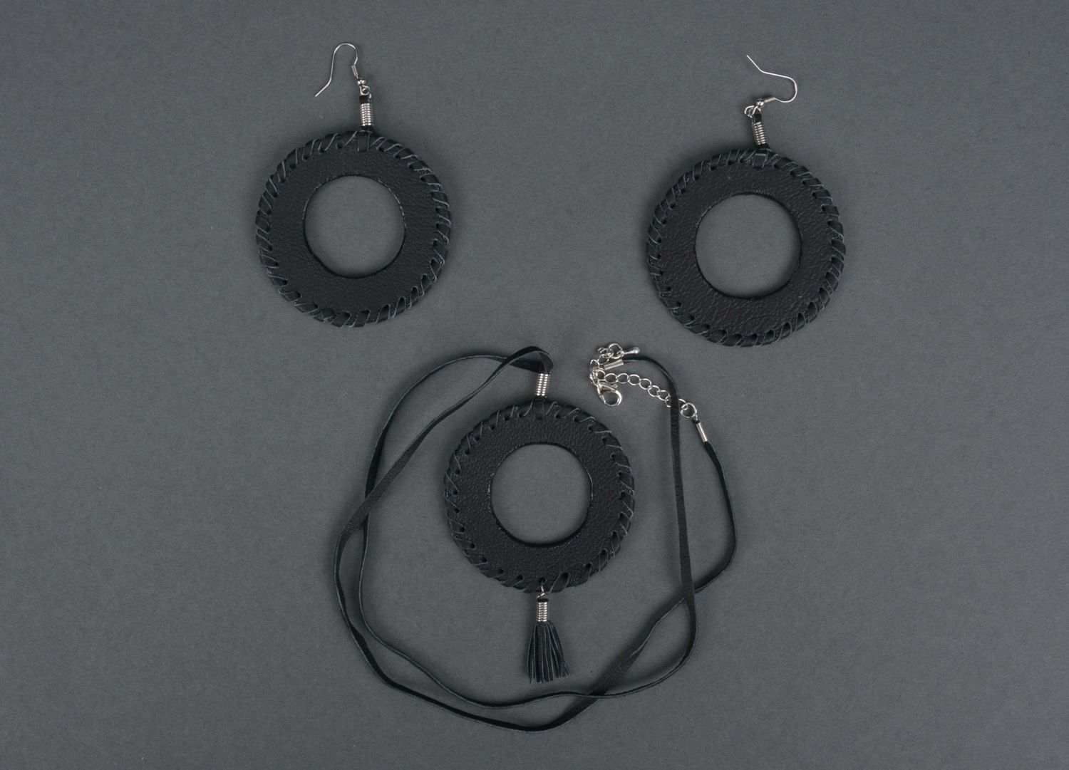 Set of handmade jewelry pendant and earrings North Sea photo 4
