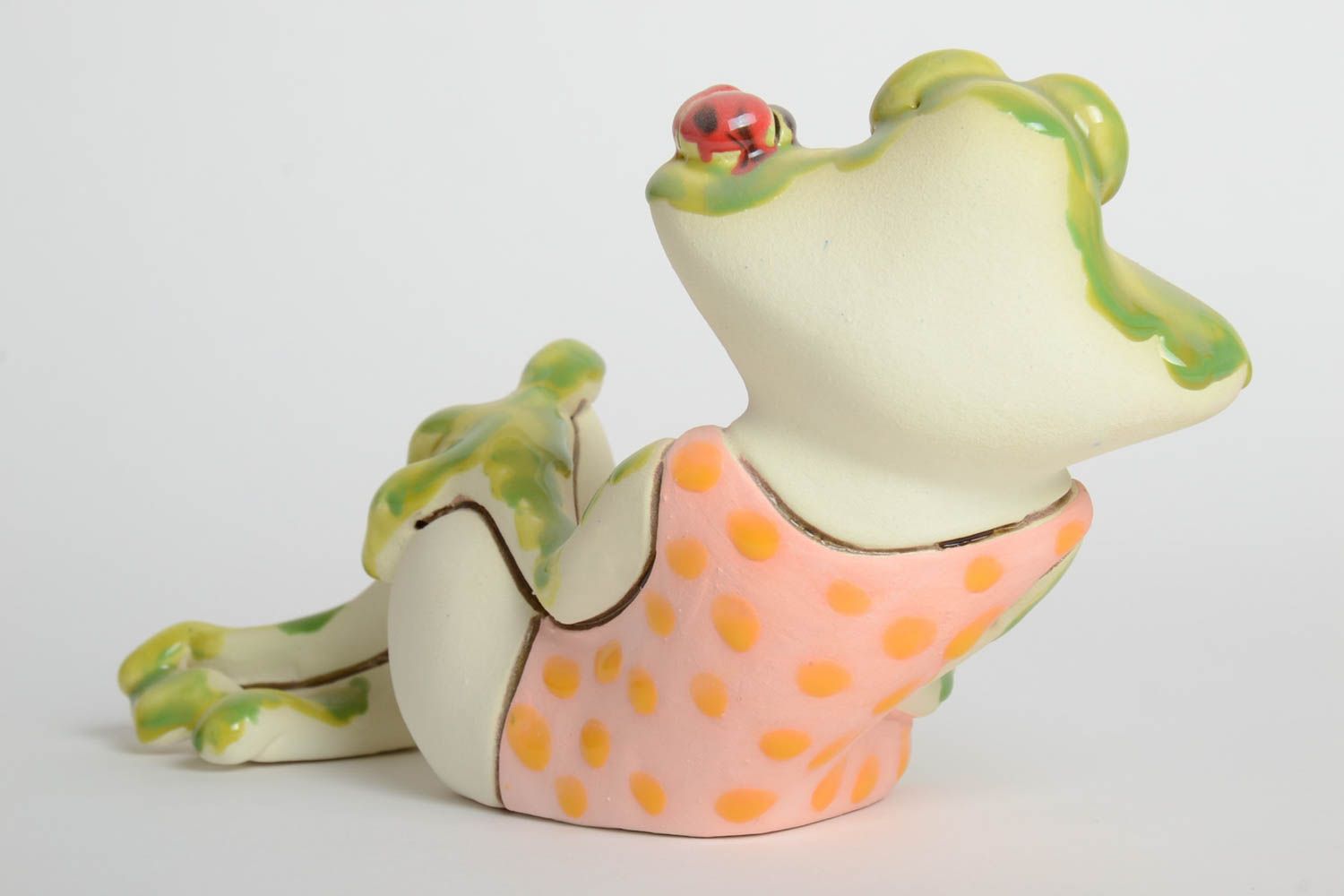 Handmade Deko Dekofigur Frosch ausgefallenes Geschenk Keramik Tischdeko Idee  foto 5