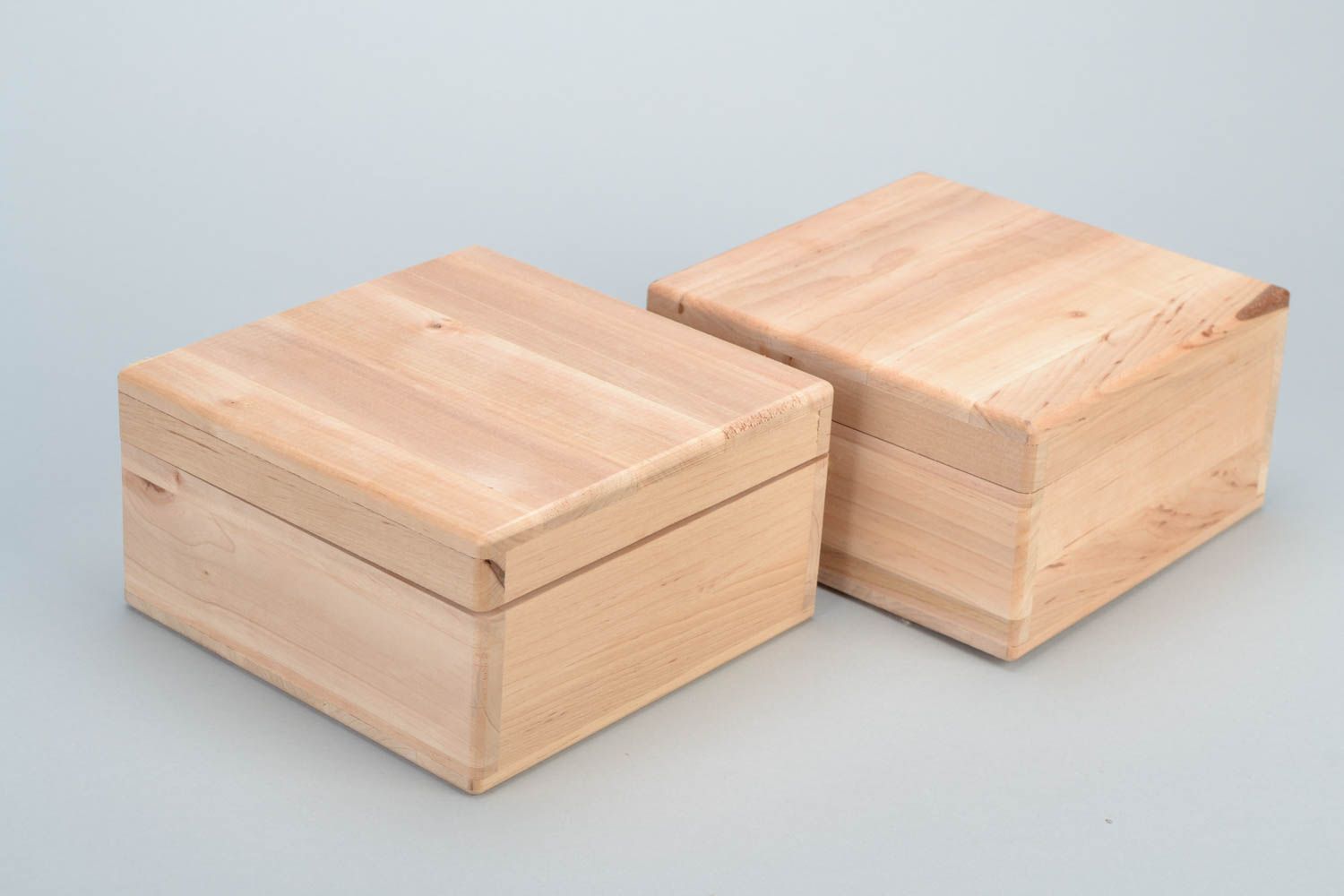 Set of 2 handmade small wooden jewelry boxes craft blanks for decoration  photo 1