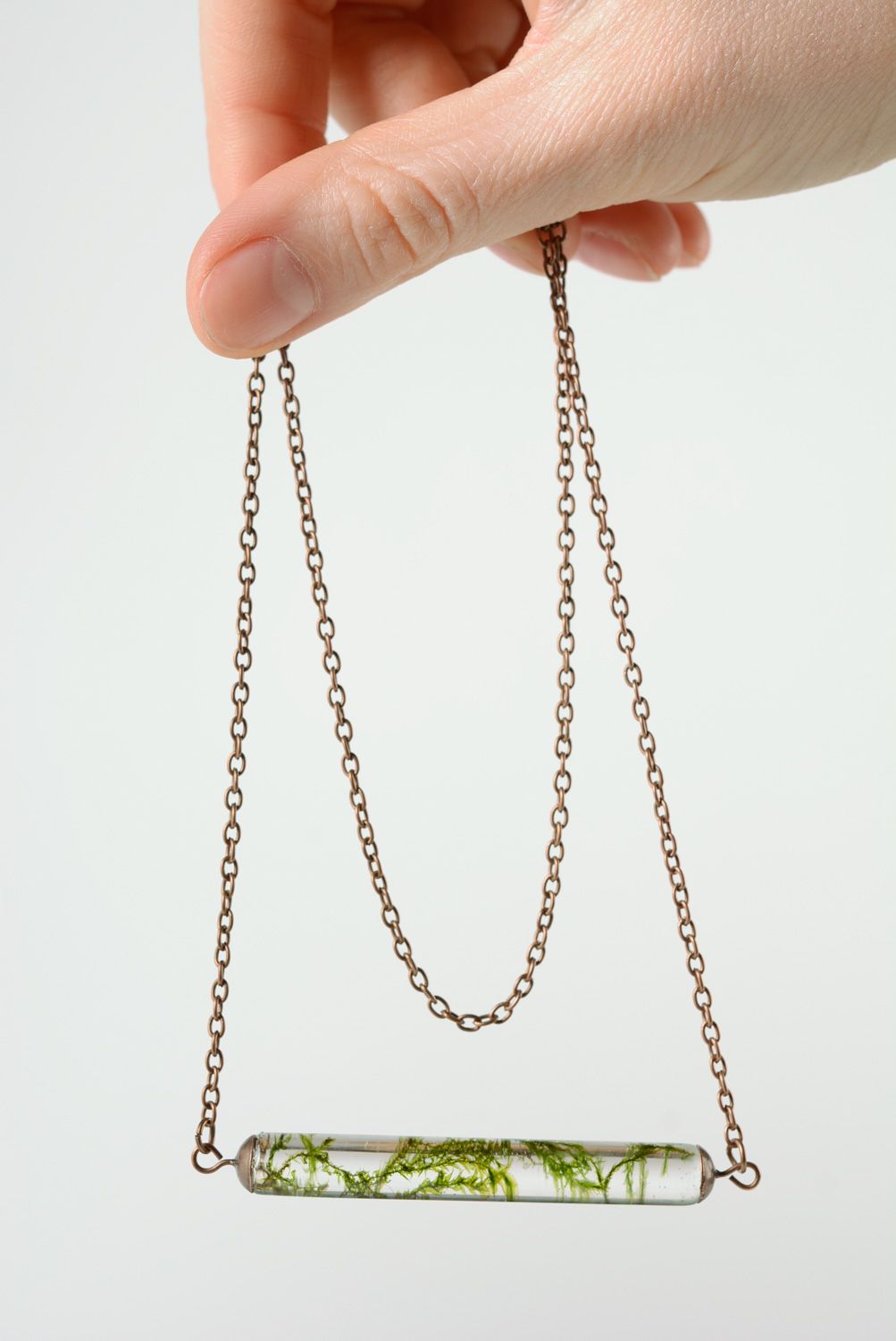 Large transparent handmade neck pendant coated with epoxy photo 2