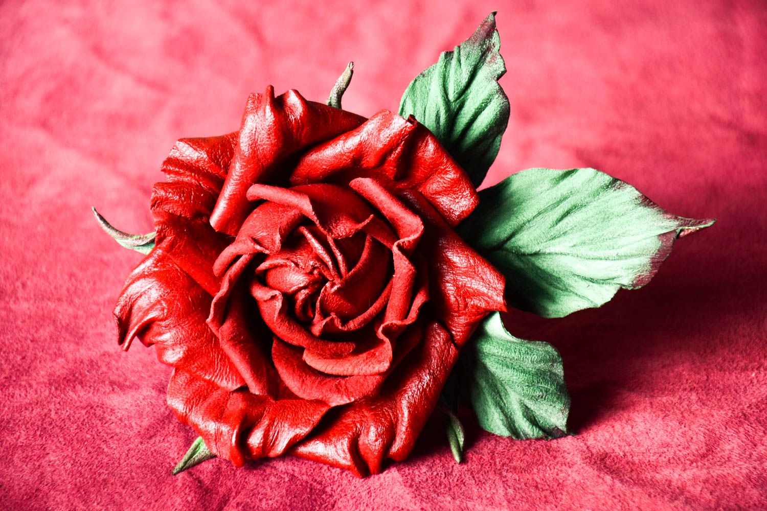 Авторская бижутерия ручной работы красивая брошь роза модная брошь из кожи фото 1
