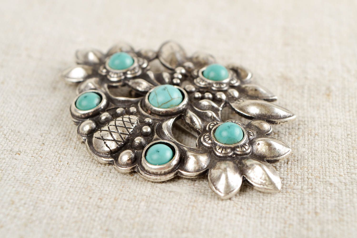 Stylish handmade metal brooch jewelry gemstone brooch pin small gift ideas photo 1